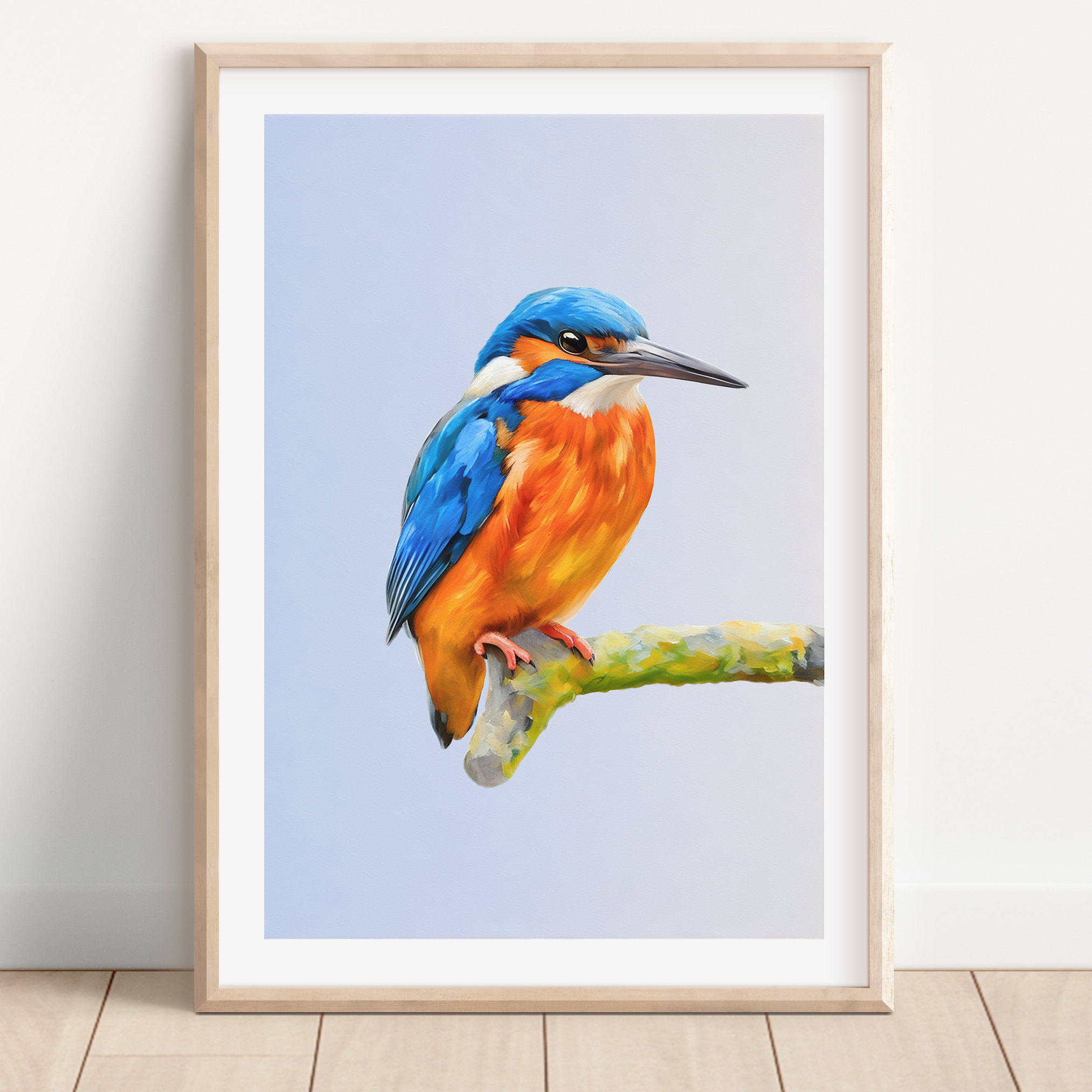 Unframed Kingfisher Wall Art Print – Vibrant Bird Illustration for Nature & Wildlife Lovers