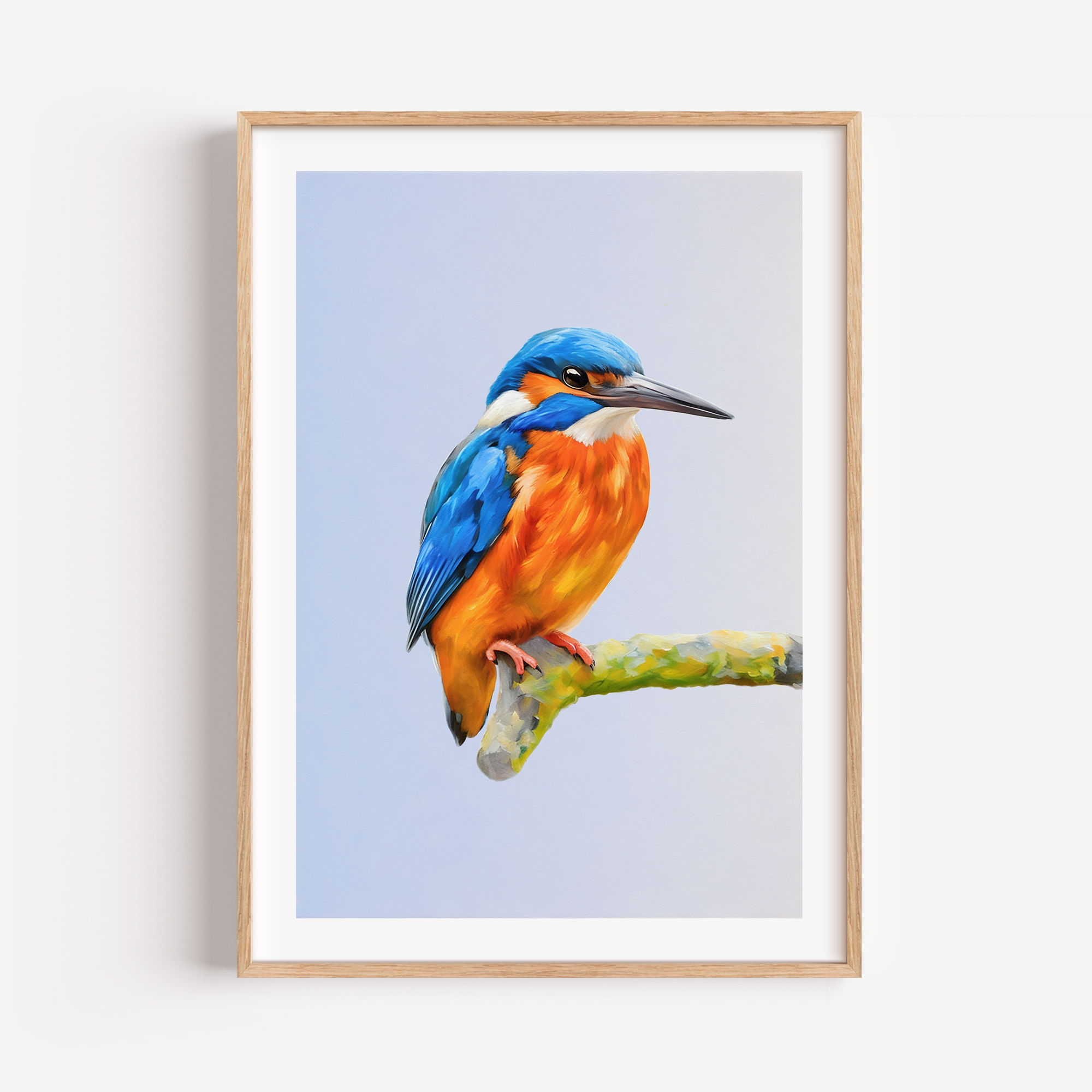 Unframed Kingfisher Wall Art Print – Vibrant Bird Illustration for Nature & Wildlife Lovers