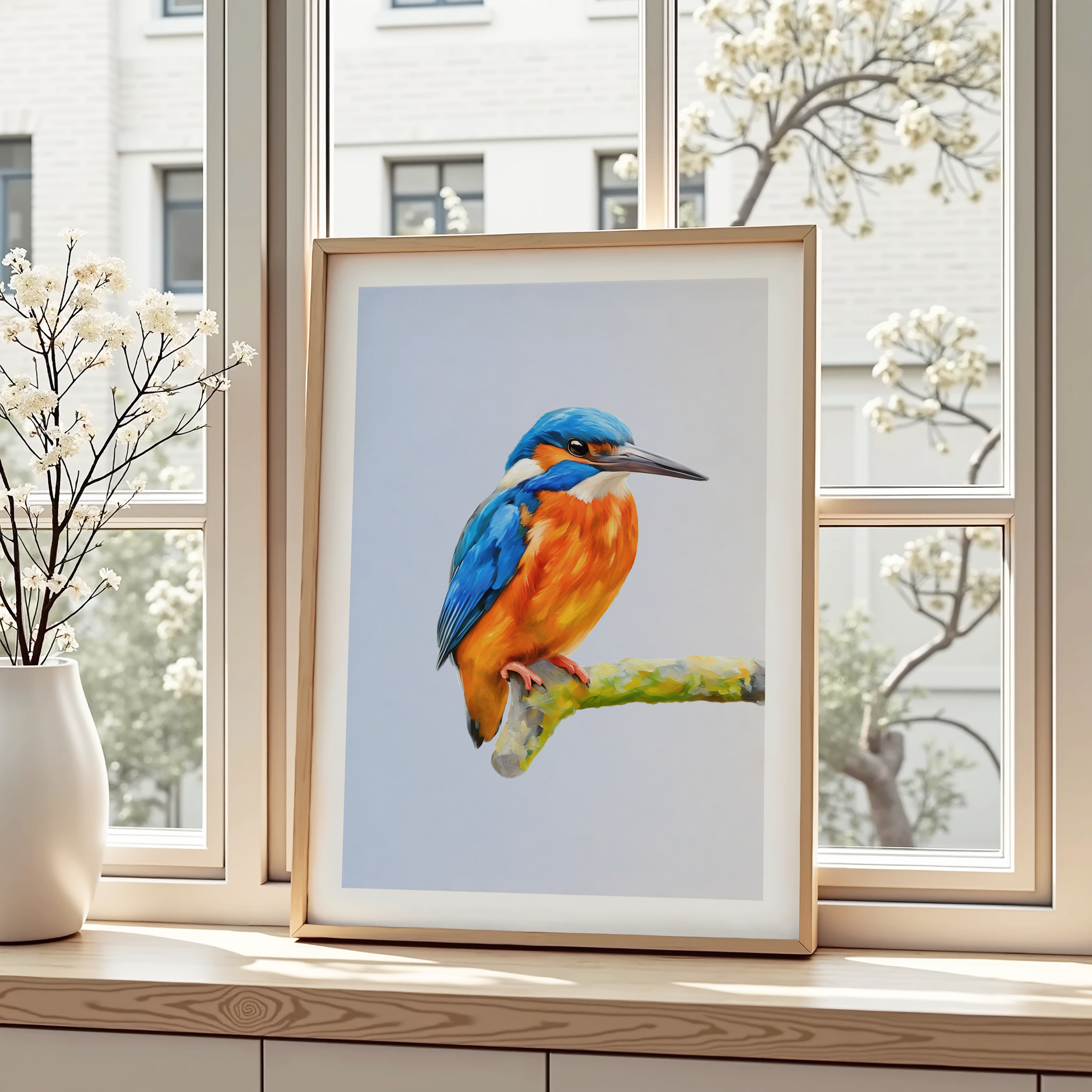 Unframed Kingfisher Wall Art Print – Vibrant Bird Illustration for Nature & Wildlife Lovers