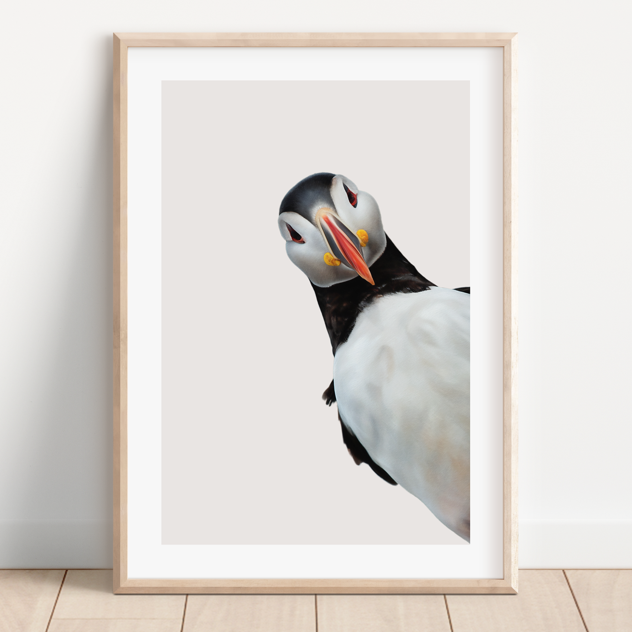 Unframed Puffin Wall Art Print – Cute Coastal Bird Illustration 