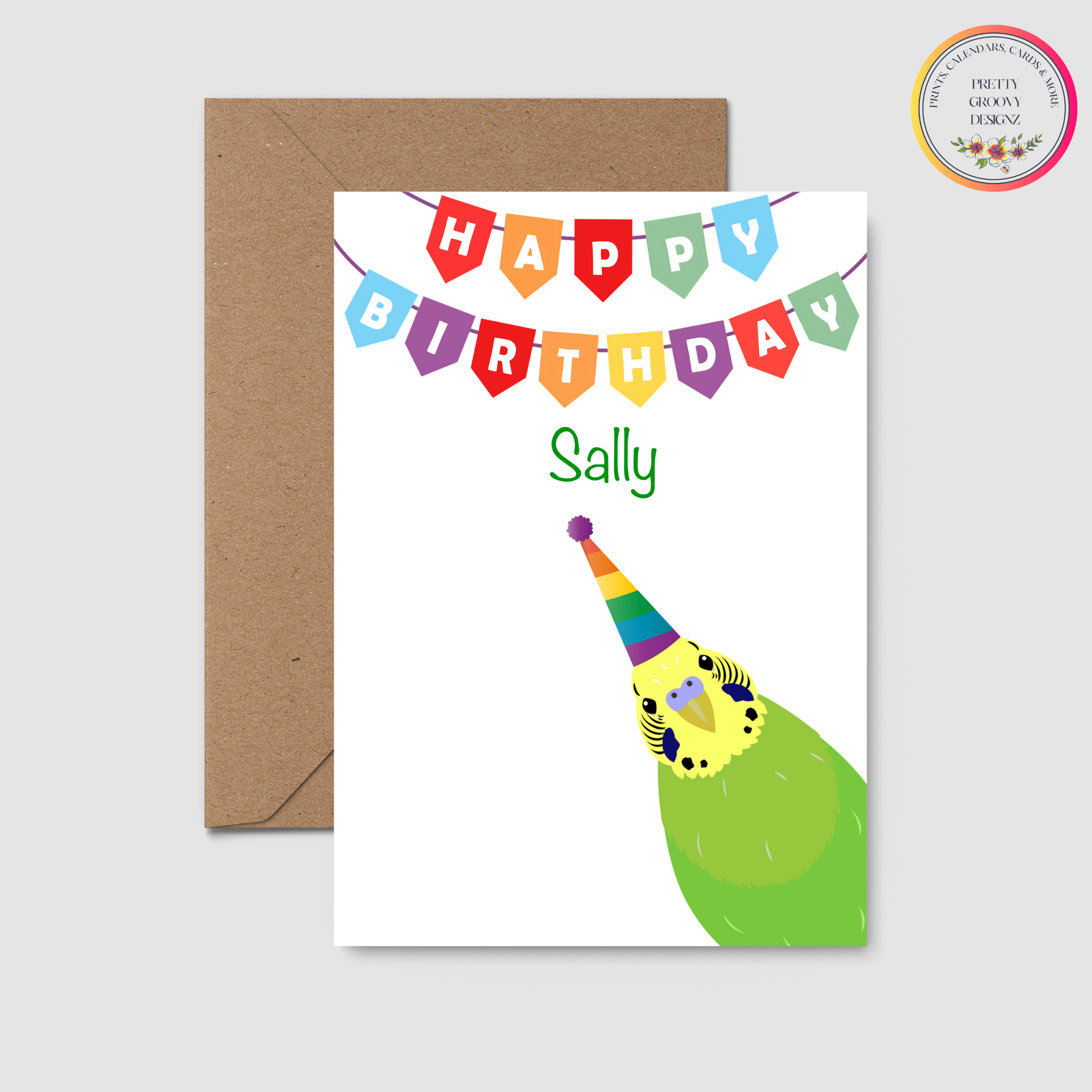 Personalised Happy Birthday Budgie Card