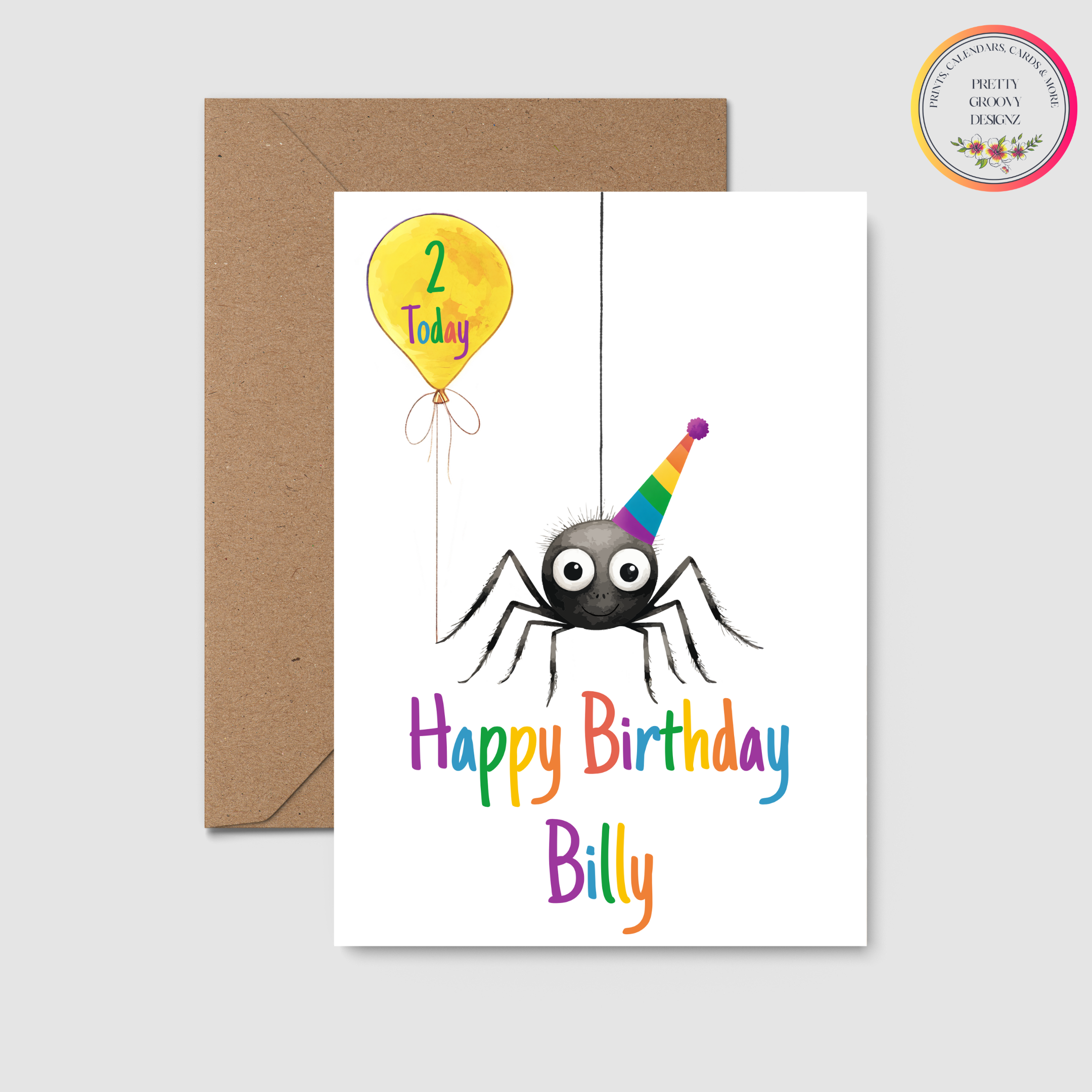 Personalised Spider Birthday Card – Add Any Name & Age – Fun Kids Birthday Card with Cute Spider Theme