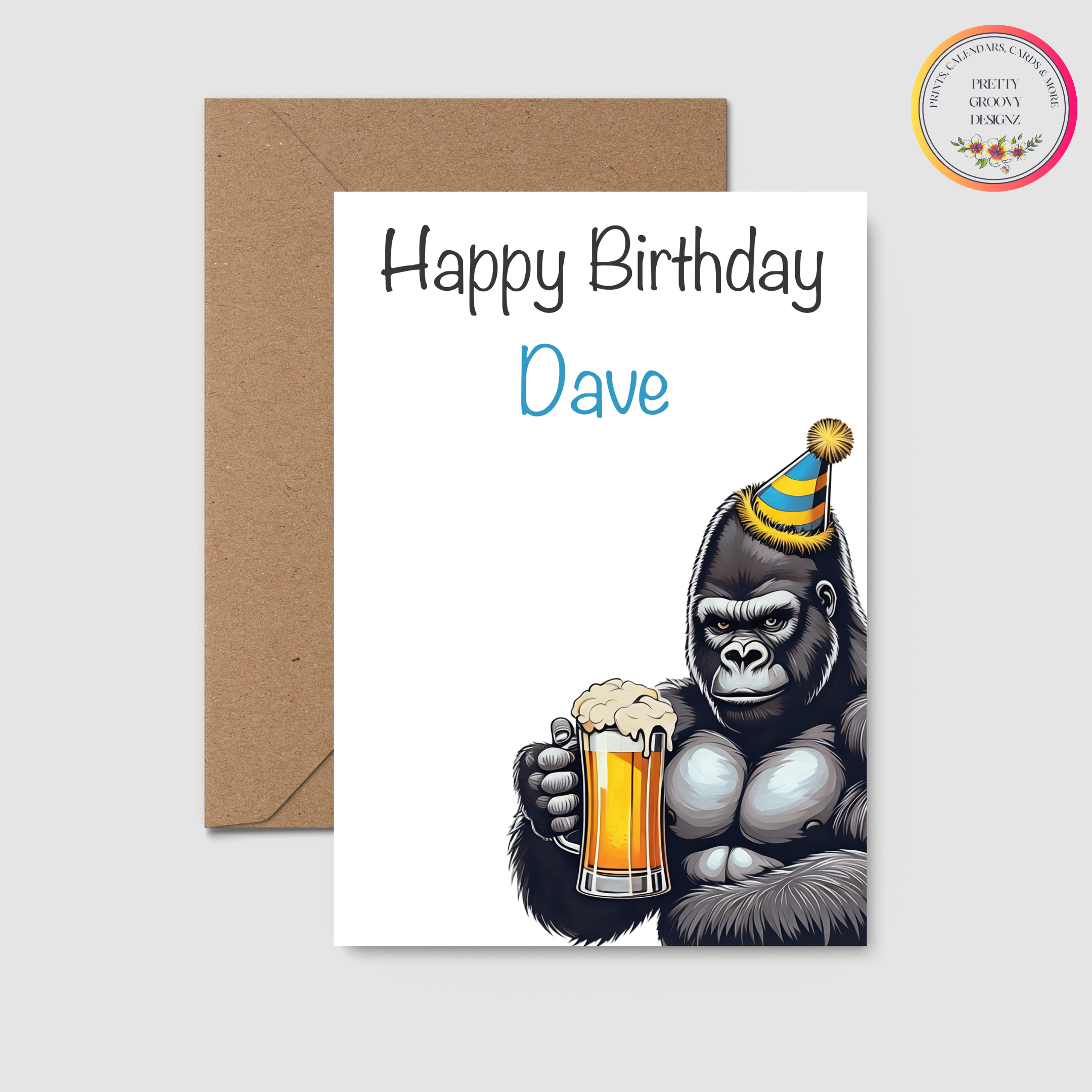 Personalised Gorilla Birthday Card