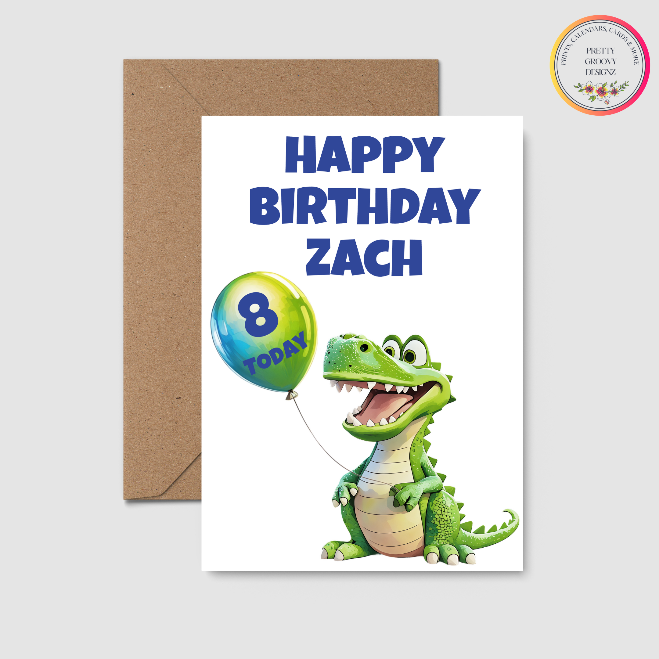 Personalised Name & Age Happy Birthday Dinosaur Card