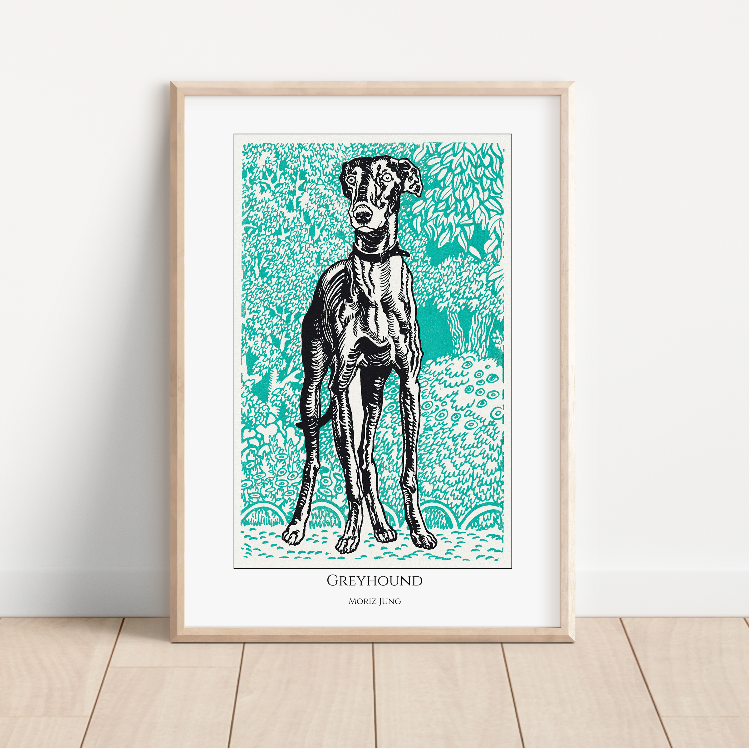 Unframed Moriz Jung Greyhound Art Print – Vintage Dog Poster – Bauhaus Animal Wall Art