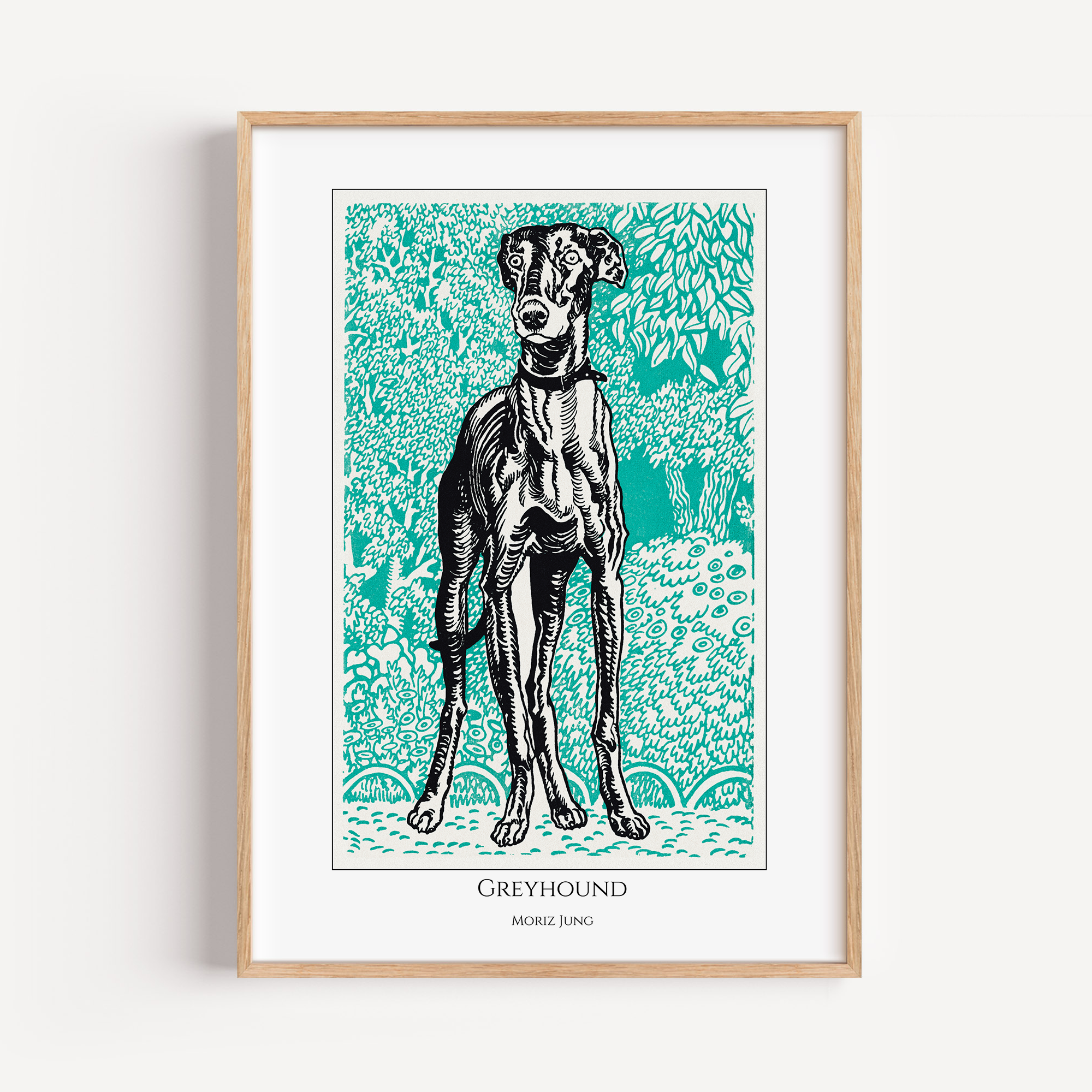 Unframed Moriz Jung Greyhound Art Print – Vintage Dog Poster – Bauhaus Animal Wall Art