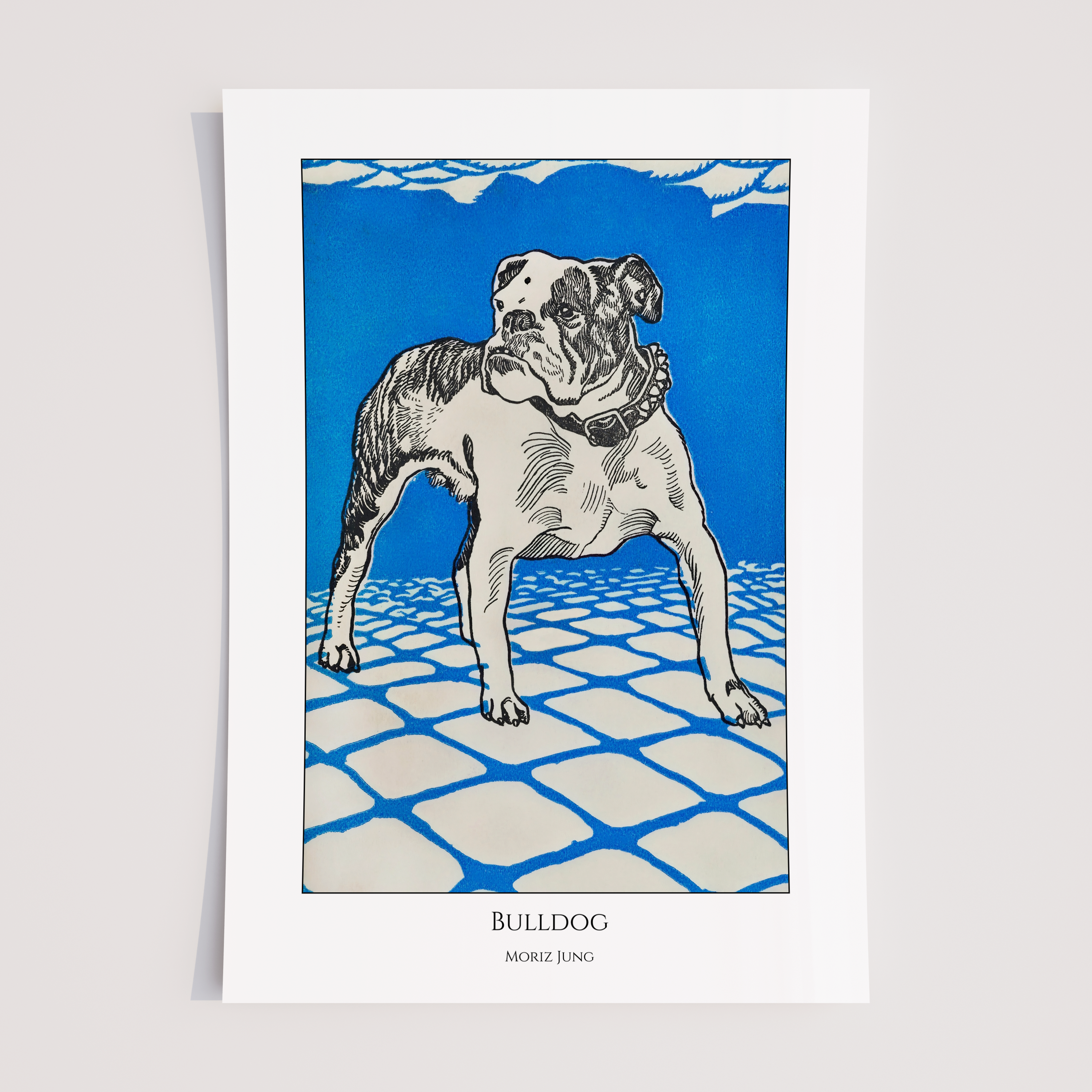 Unframed Moriz Jung Bulldog Art Print – Vintage Dog Poster – Bauhaus Animal Wall Art