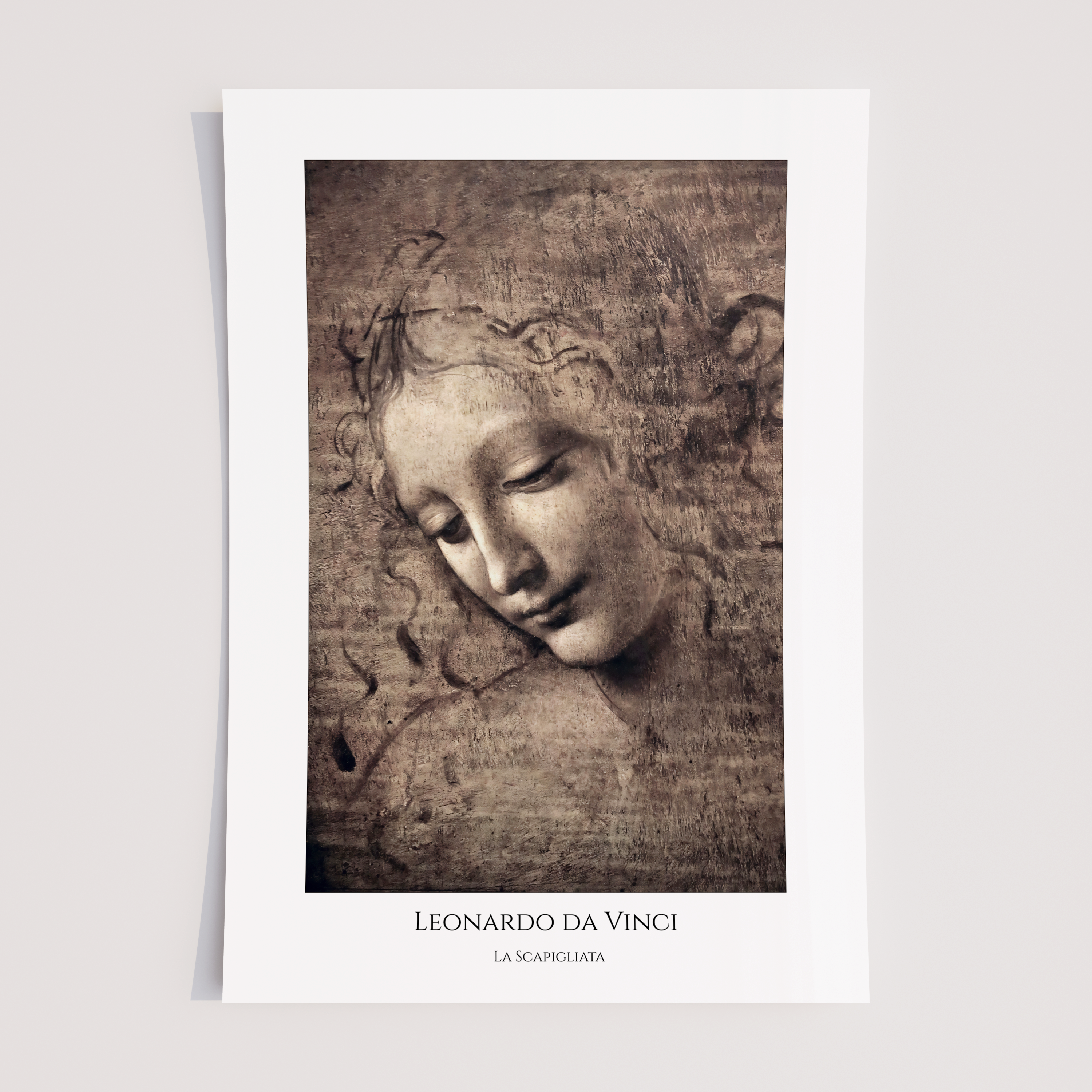 Unframed Leonardo da Vinci La Scapigliata Art Print – Classical Renaissance Portrait Reproduction Wall Art