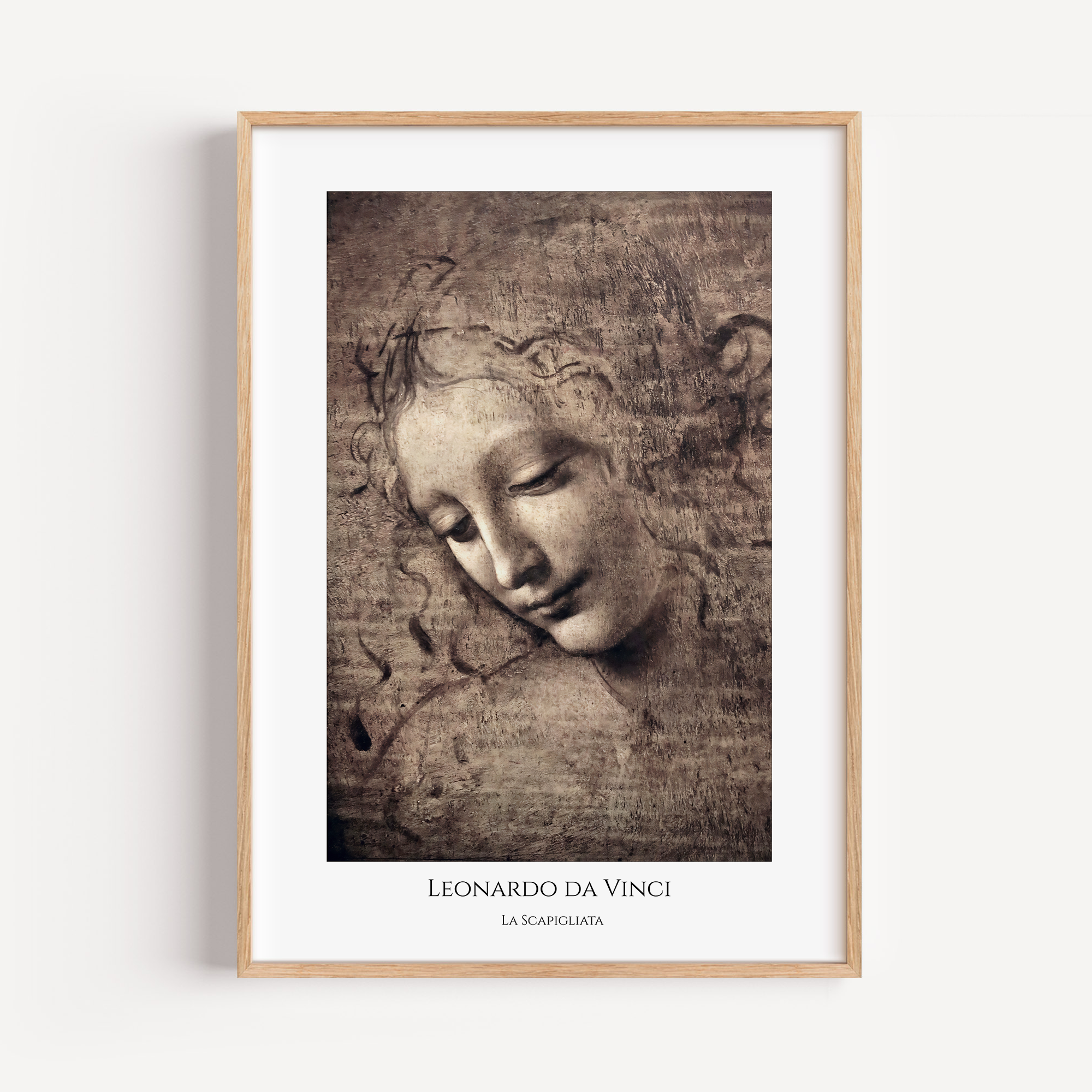 Unframed Leonardo da Vinci La Scapigliata Art Print – Classical Renaissance Portrait Reproduction Wall Art