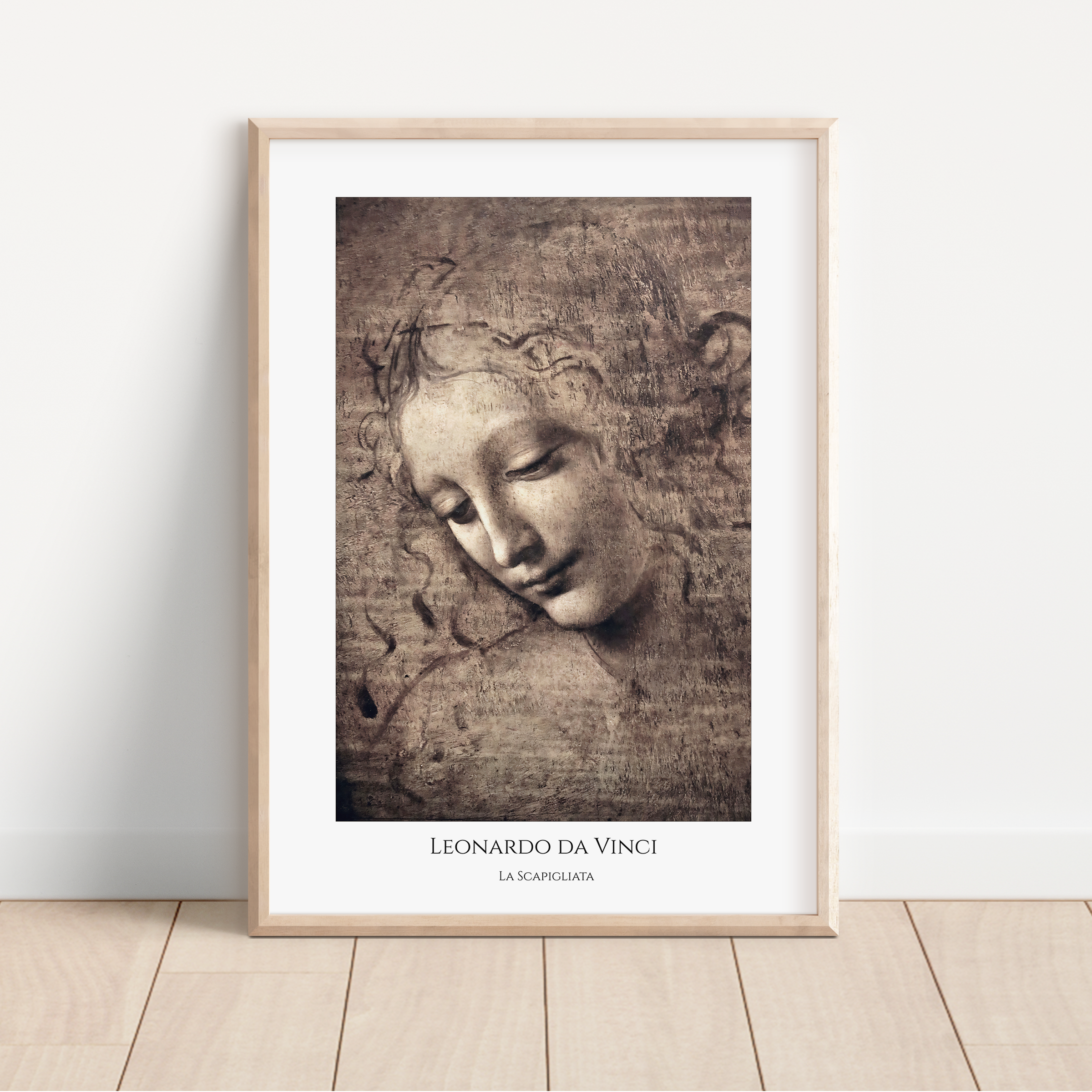 Unframed Leonardo da Vinci La Scapigliata Art Print – Classical Renaissance Portrait Reproduction Wall Art