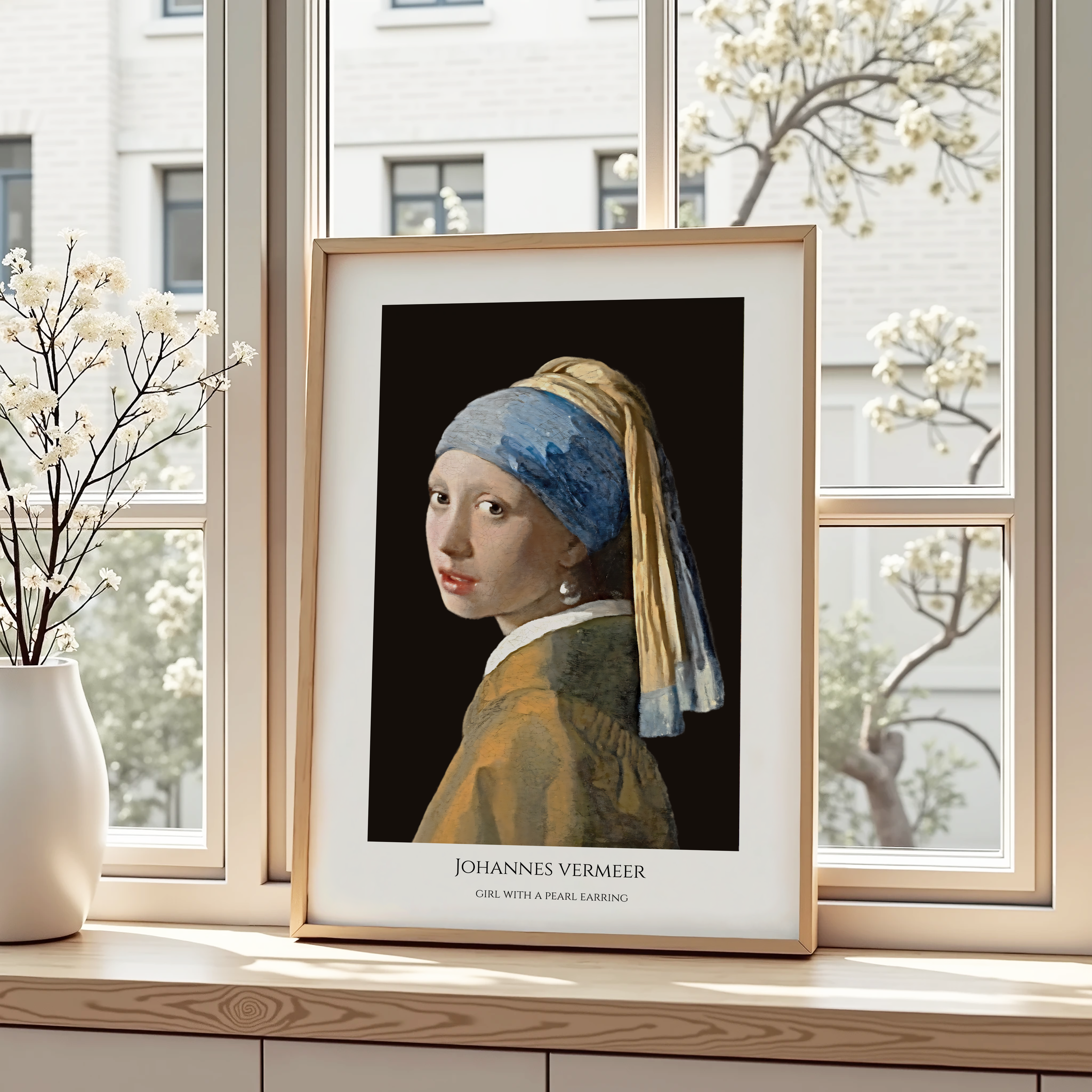 Unframed Girl with a Pearl Earring Art Print – Johannes Vermeer Portrait Reproduction | Dutch Master Wall Art