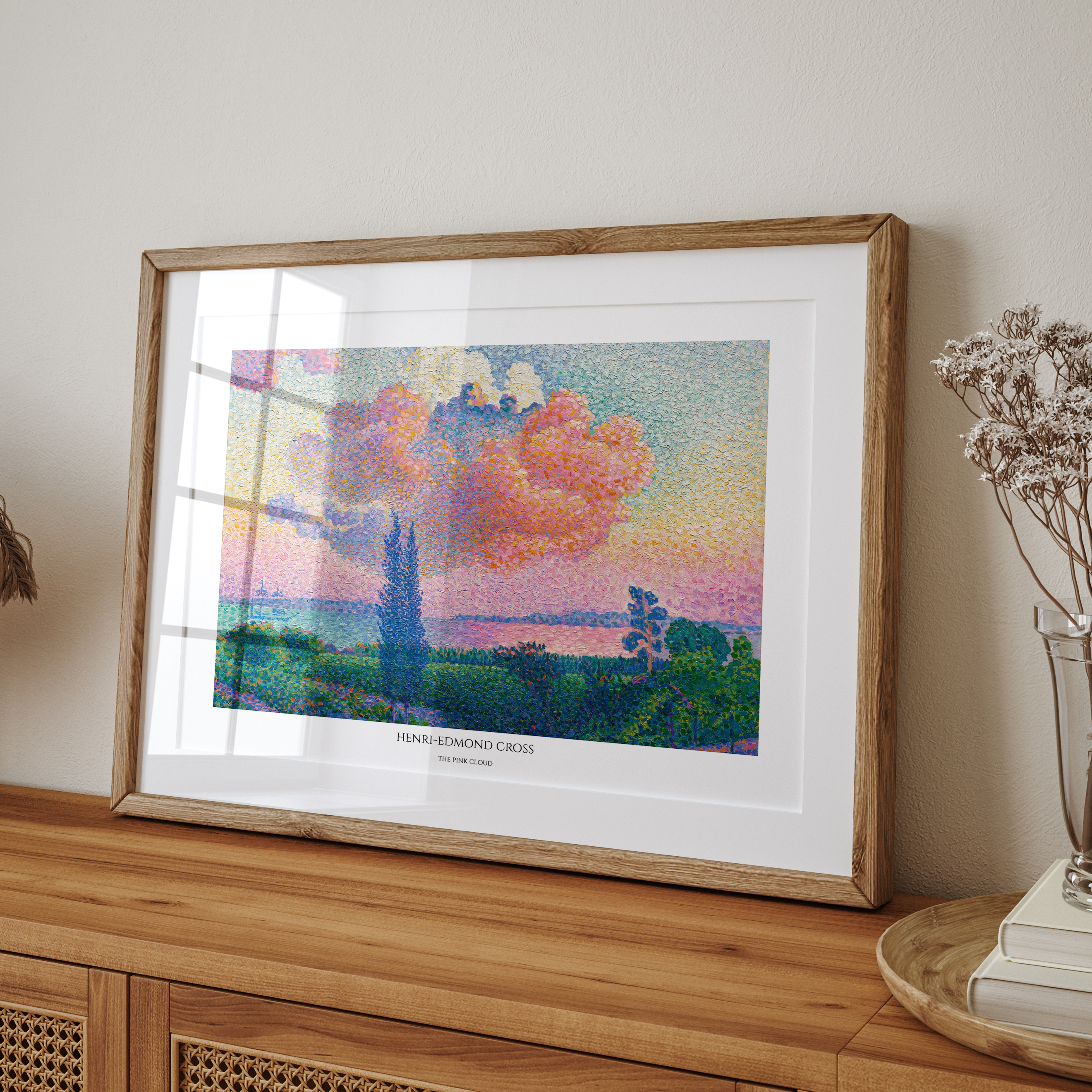 Unframed Henri-Edmond Cross Art Print Set – The Pink Cloud & Two Women by the Shore, Colourful Pointillism Wall Art