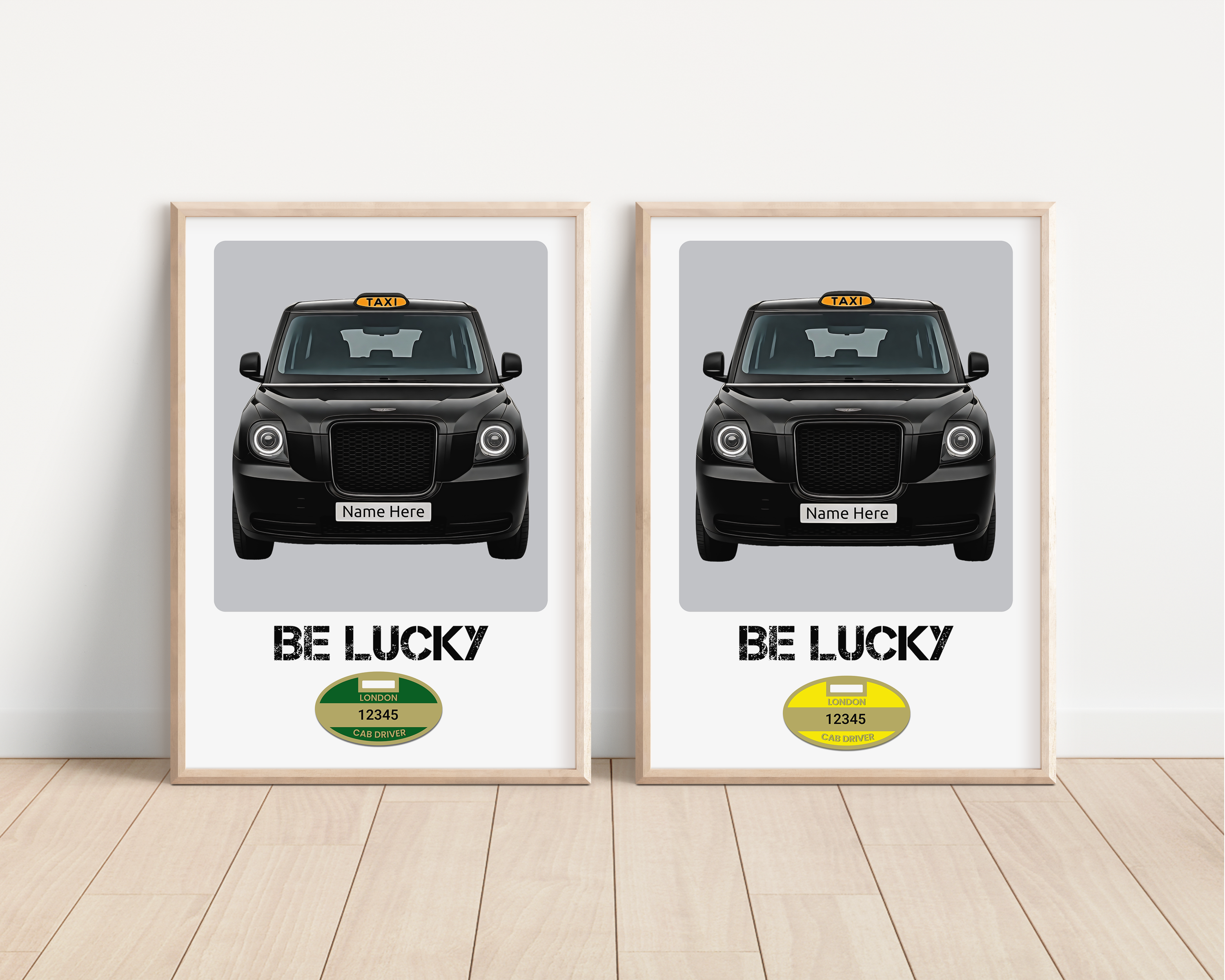 Personalised LVEC TX Black Taxi Art Print – Custom London Cab Wall Decor