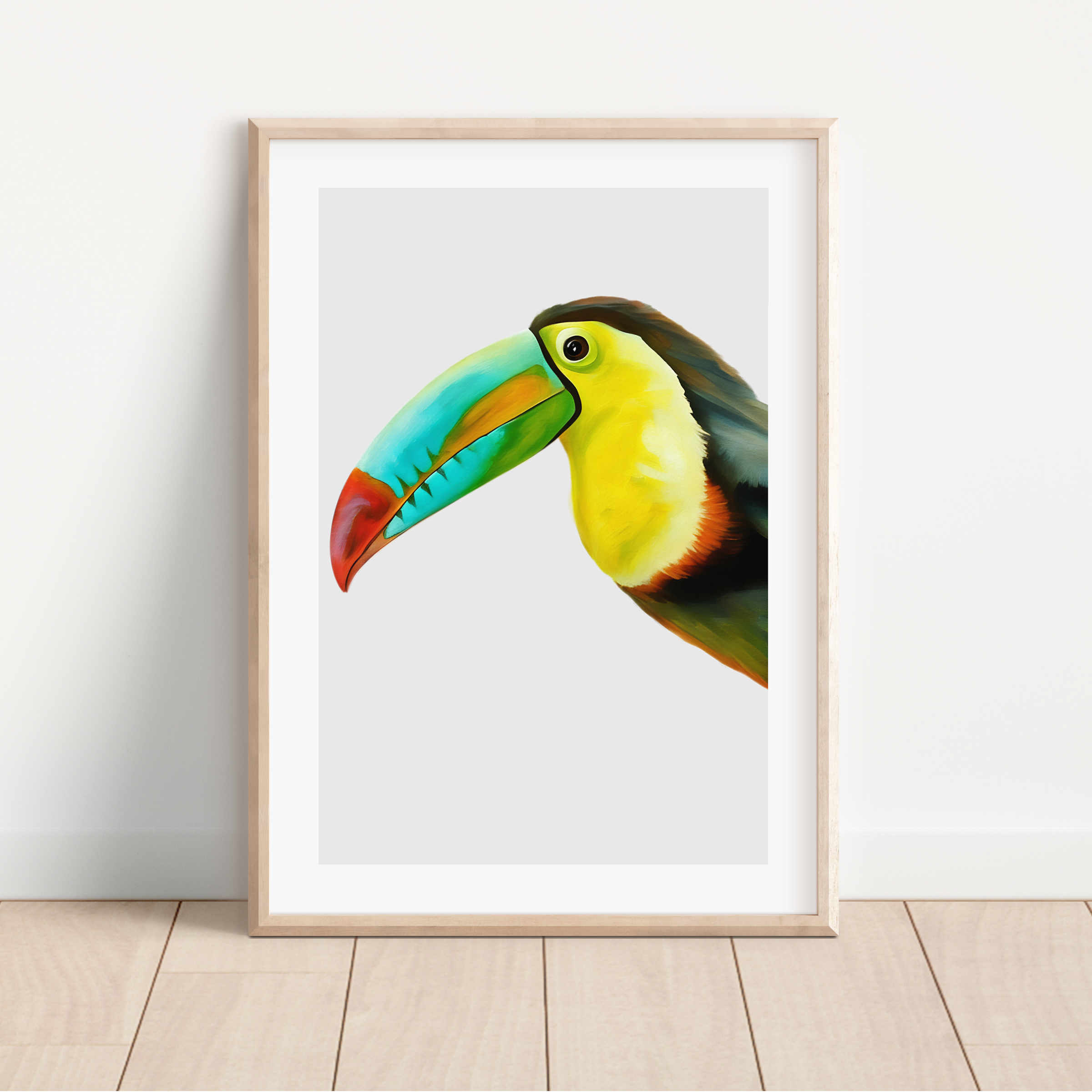Unframed Minimalist Toucan Wall Art Print – Modern Tropical Bird Decor
