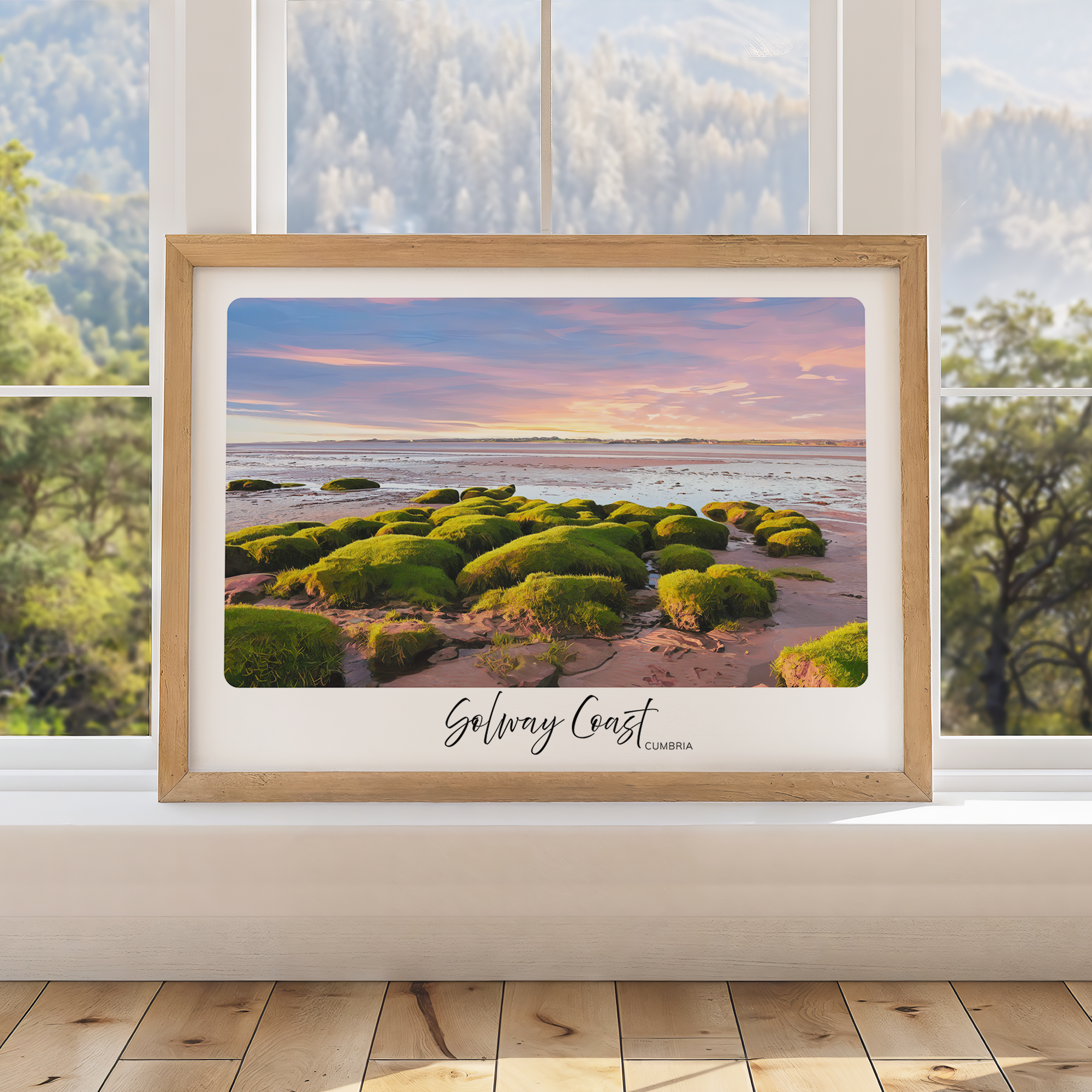 Unframed Solway Coast Travel Art Print - Cumbria Sunset Landscape Art Print | Modern Coastal Wall Decor