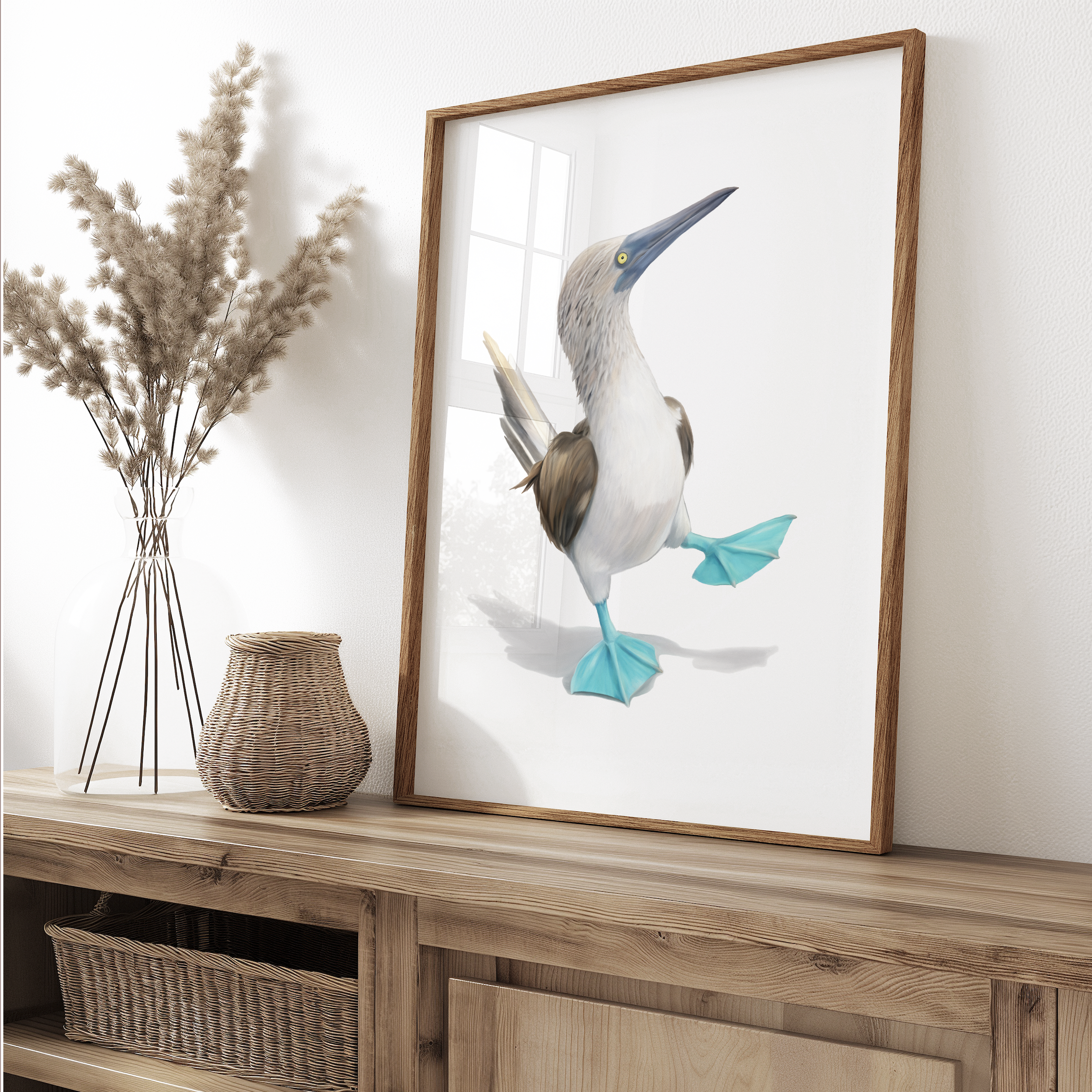 Blue Footed Booby Art Print - Nautical Home Decor