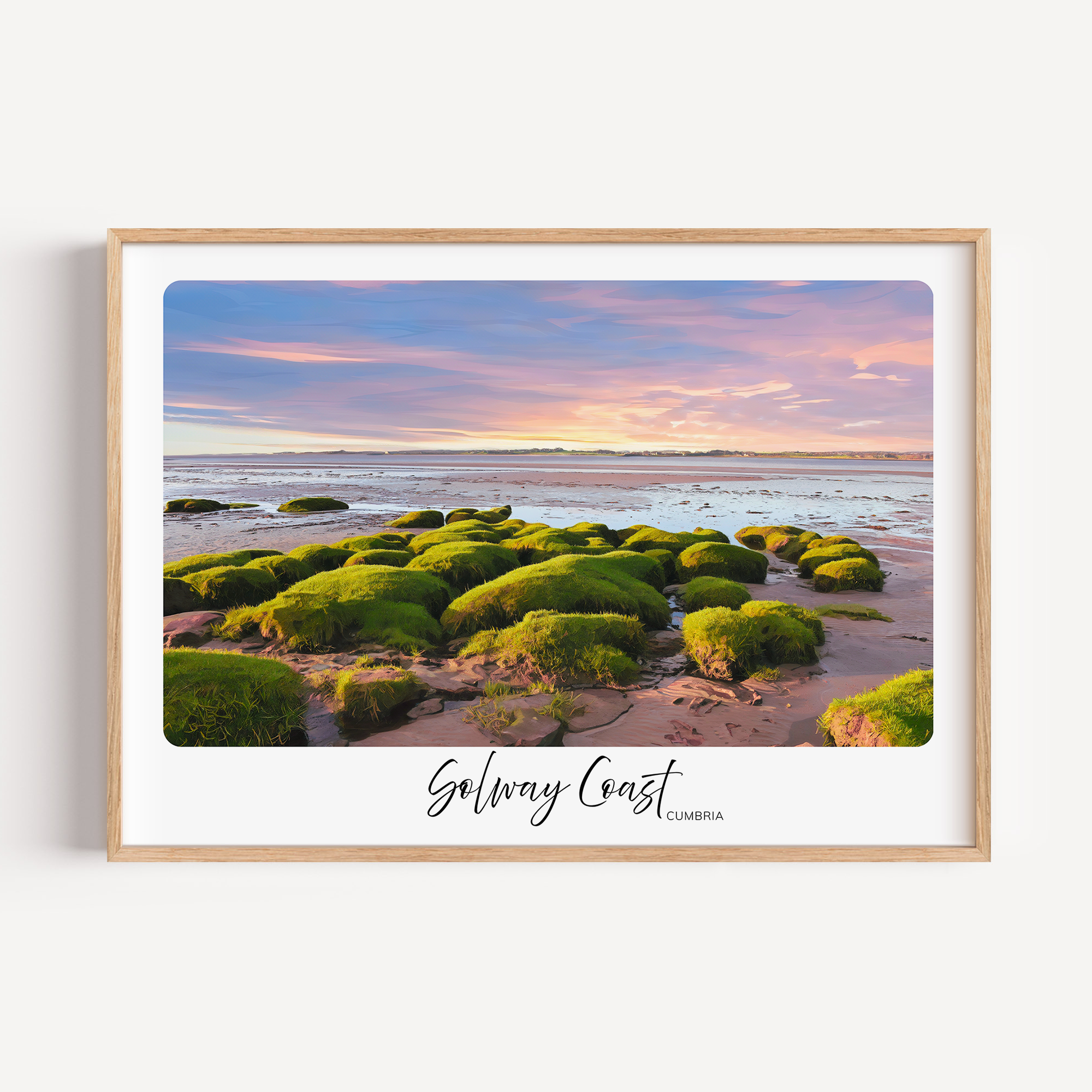 Unframed Solway Coast Travel Art Print - Cumbria Sunset Landscape Art Print | Modern Coastal Wall Decor