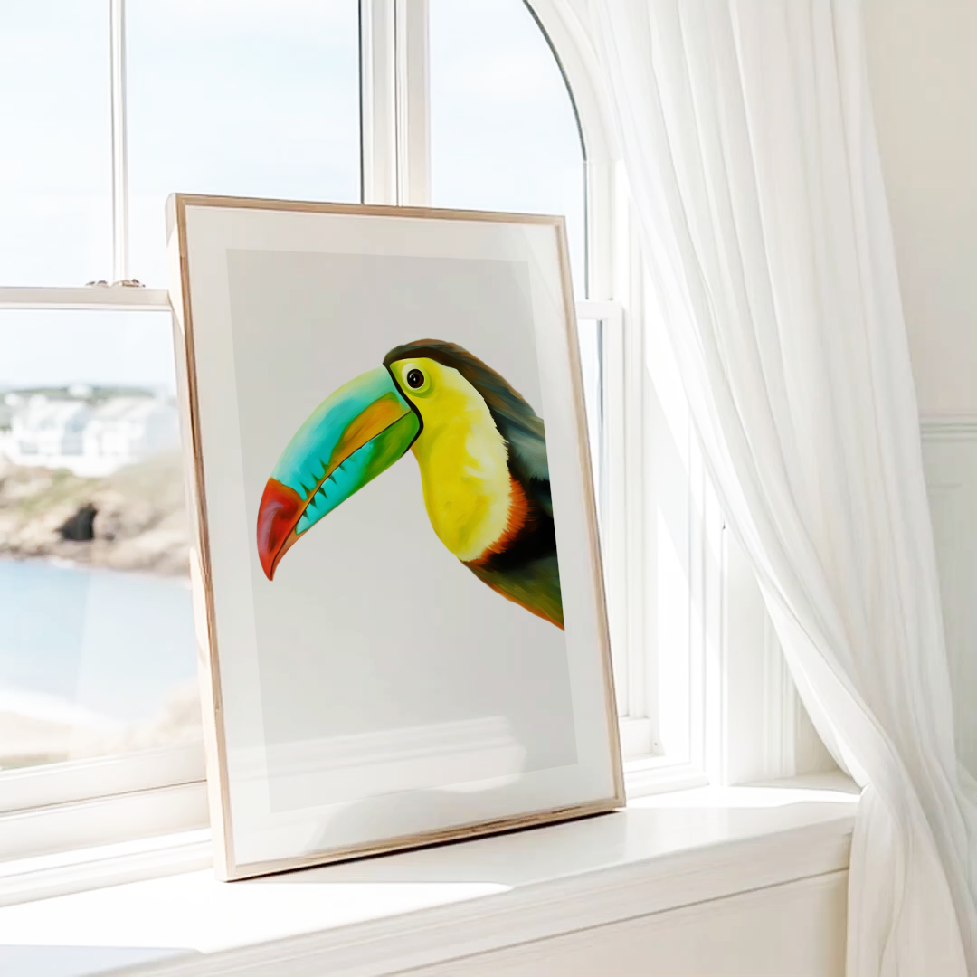 Unframed Minimalist Toucan Wall Art Print – Modern Tropical Bird Decor