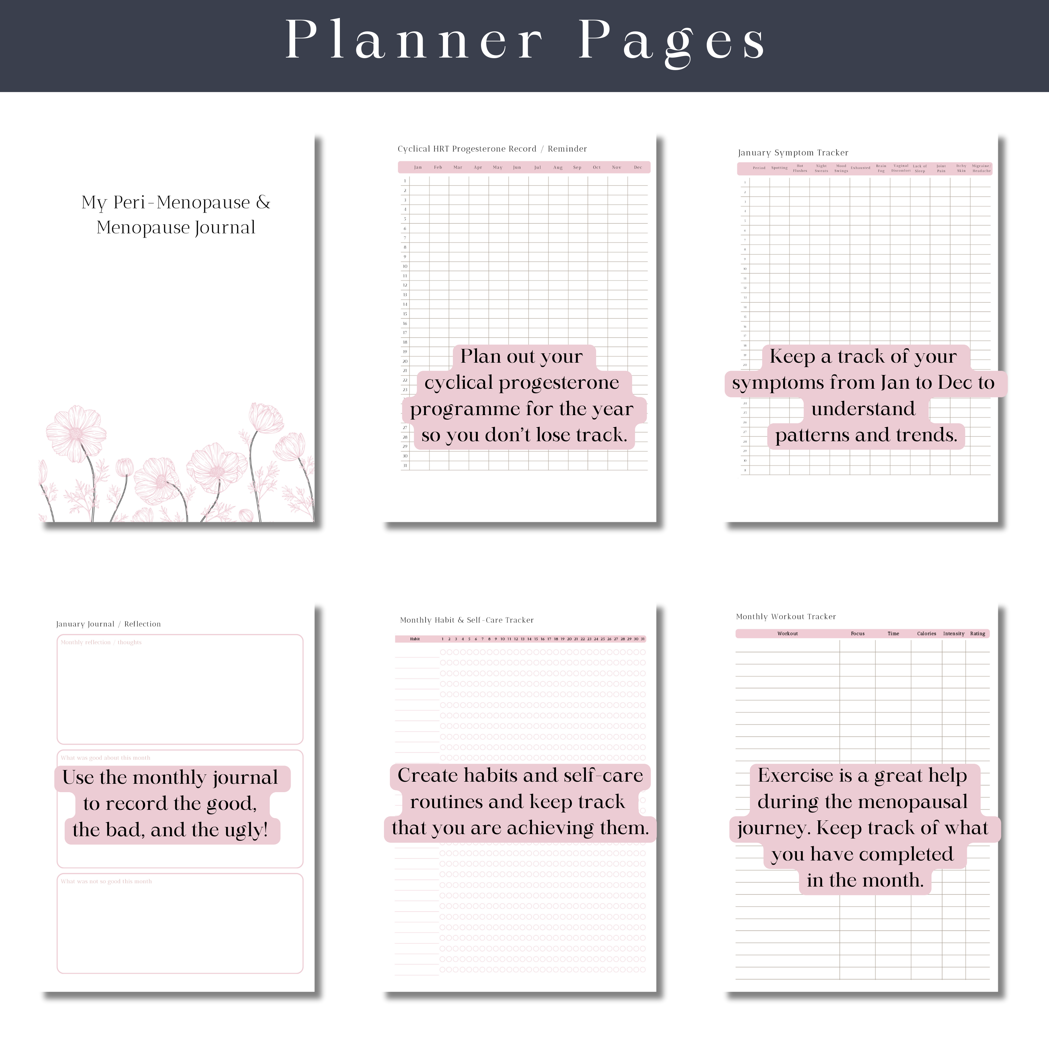 Printable Menopause Journal | Symptom Tracker & Self-Care Planner for Women’s Health