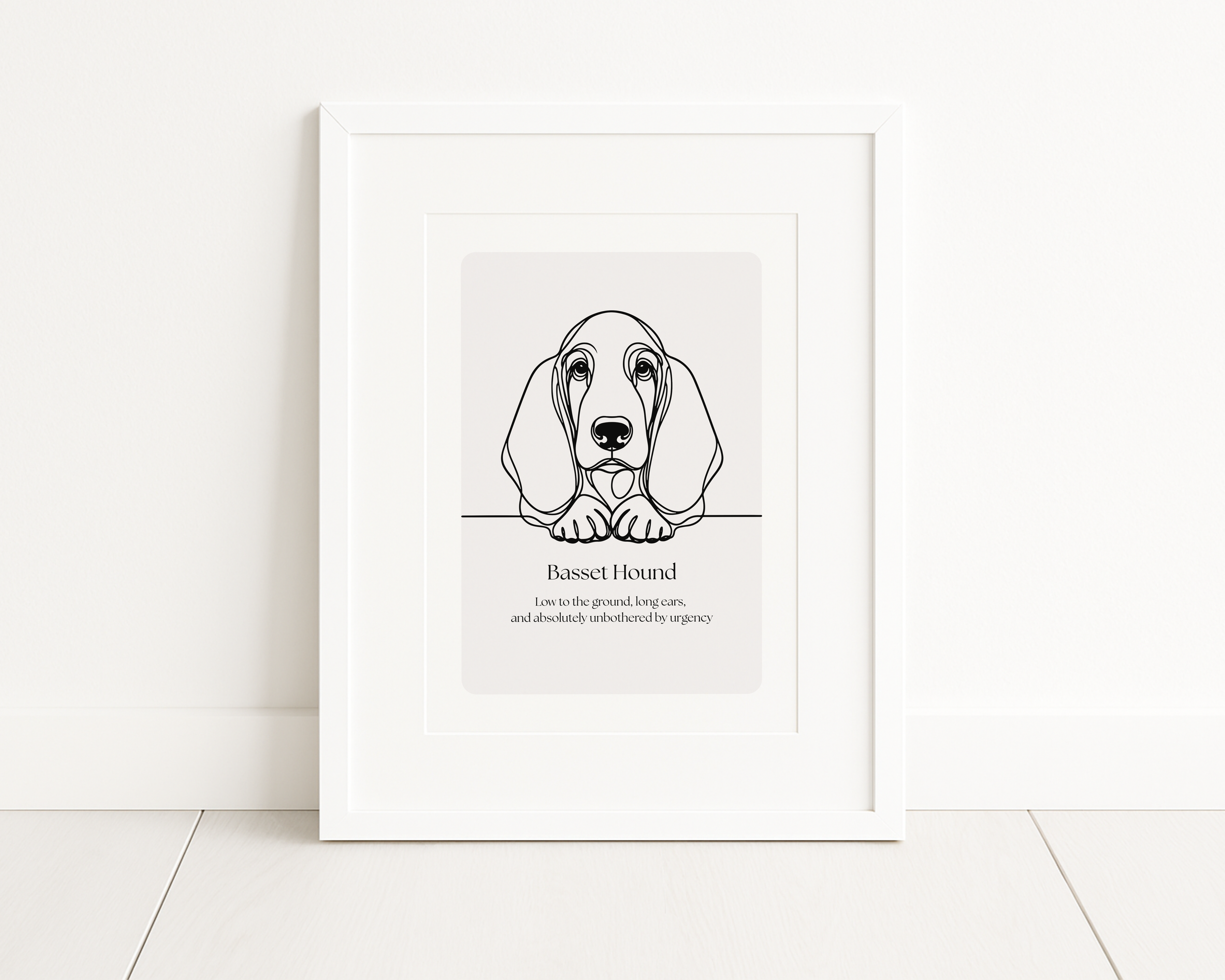 Basset Hound Line Art Print - Funny Dog Quote Wall Art