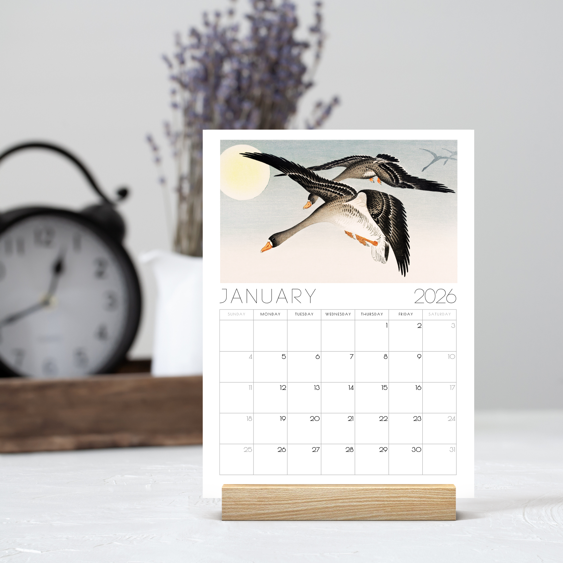 2026 Monthly Japanese Art Desk Calendar – with or without wooden stand