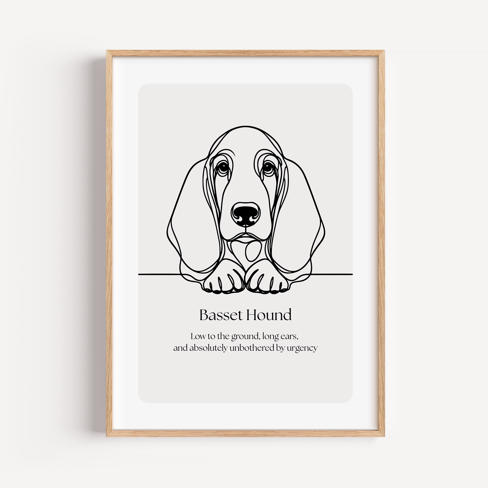 Basset Hound Line Art Print - Funny Dog Quote Wall Art