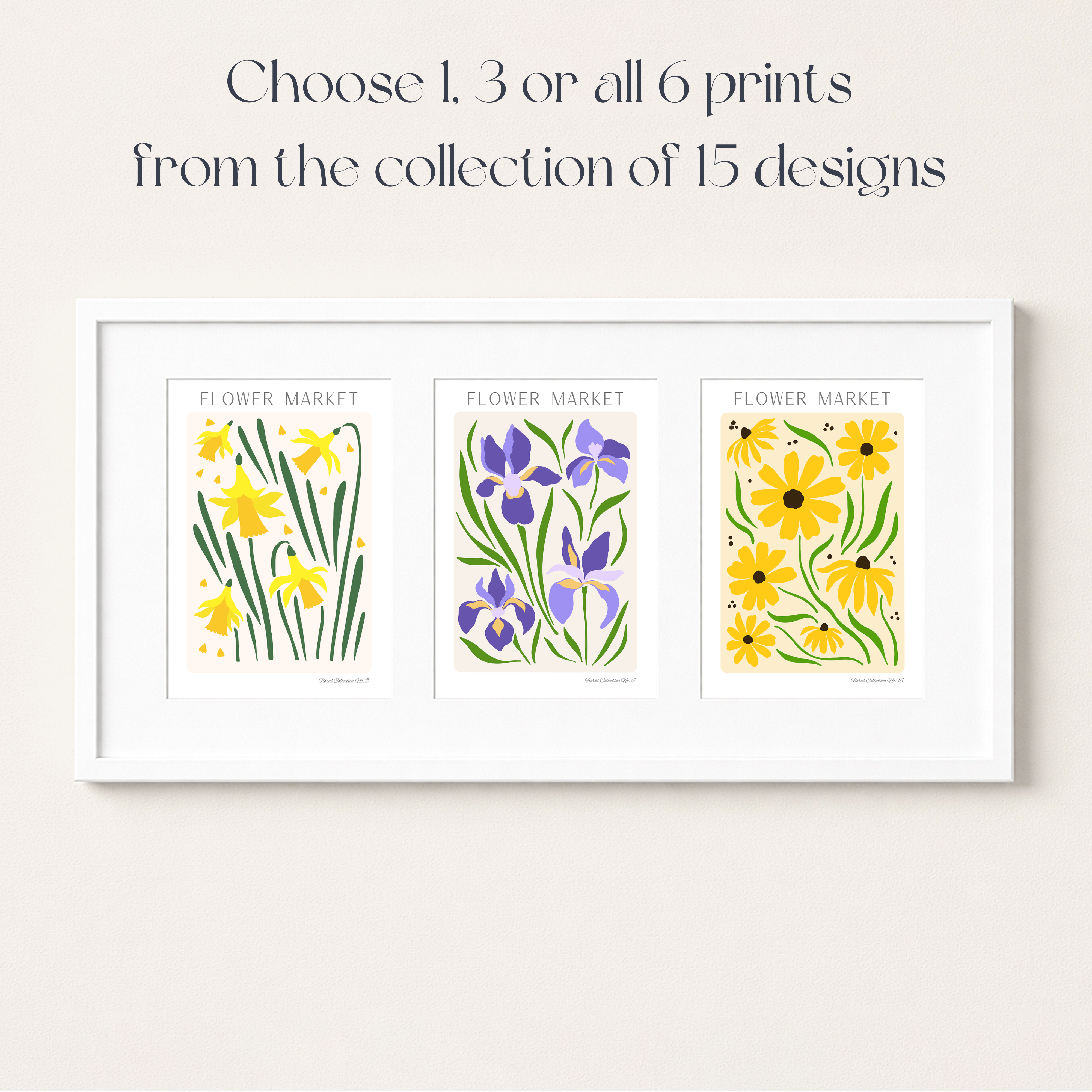 Unframed Flower Market Set of Prints / Poster Set - Choose 1, 3 or 6 Prints