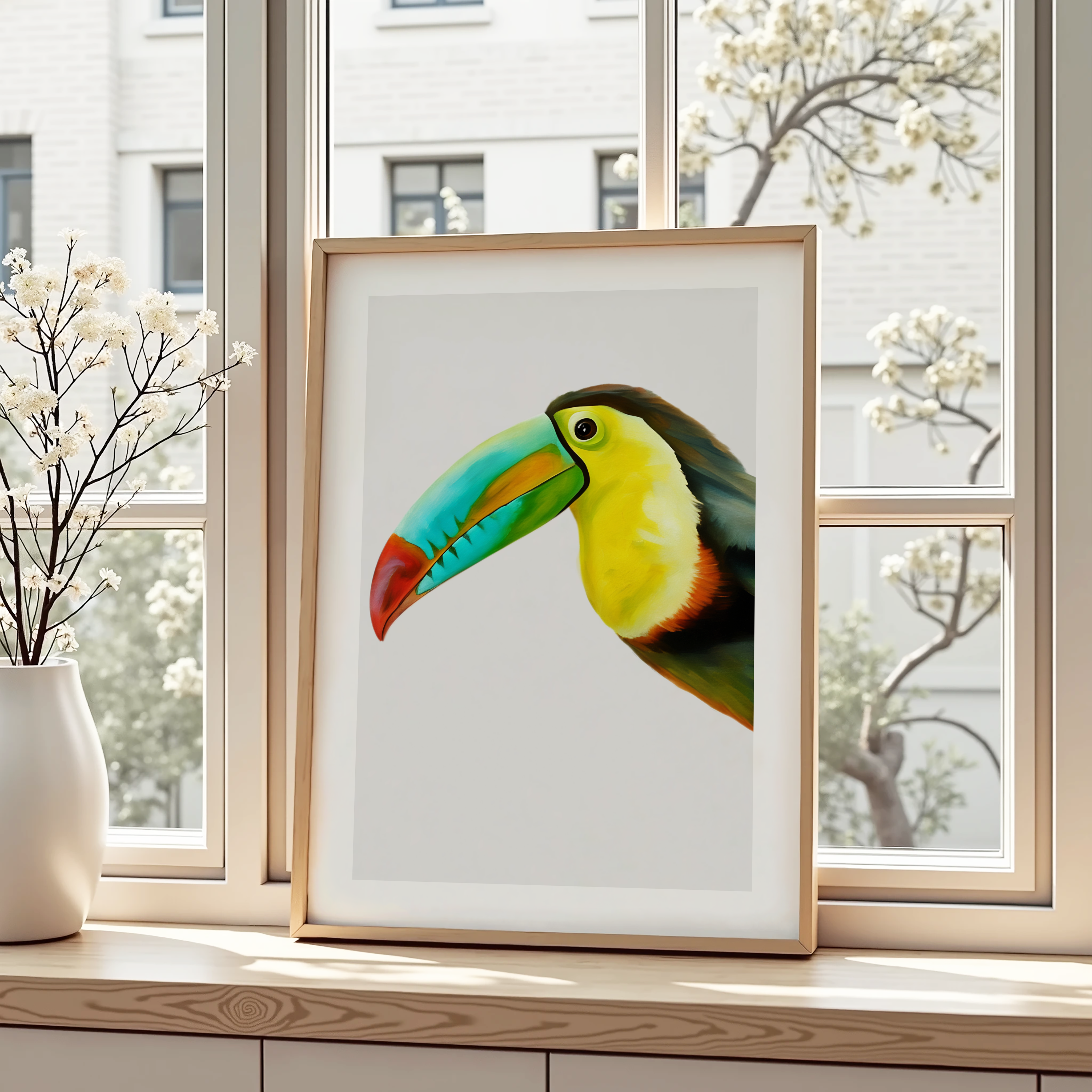 Unframed Minimalist Toucan Wall Art Print – Modern Tropical Bird Decor