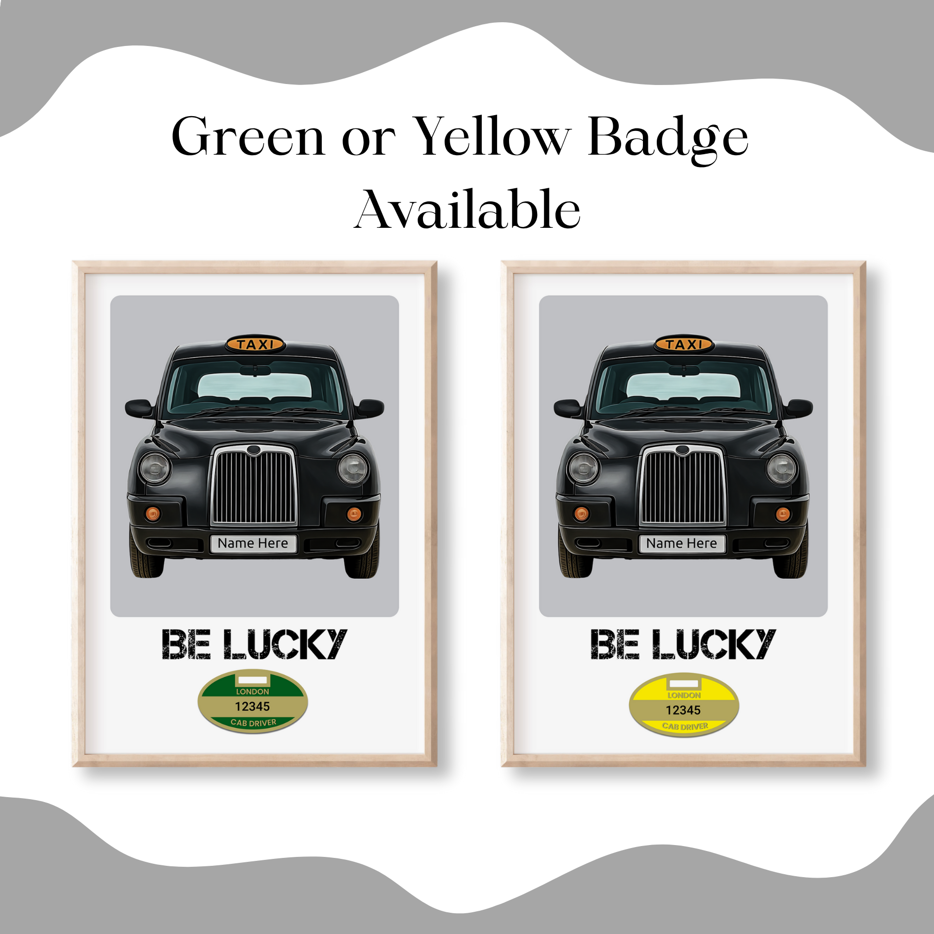 Personalised TX4 Black Taxi Art Print – Custom London Cab Wall Decor