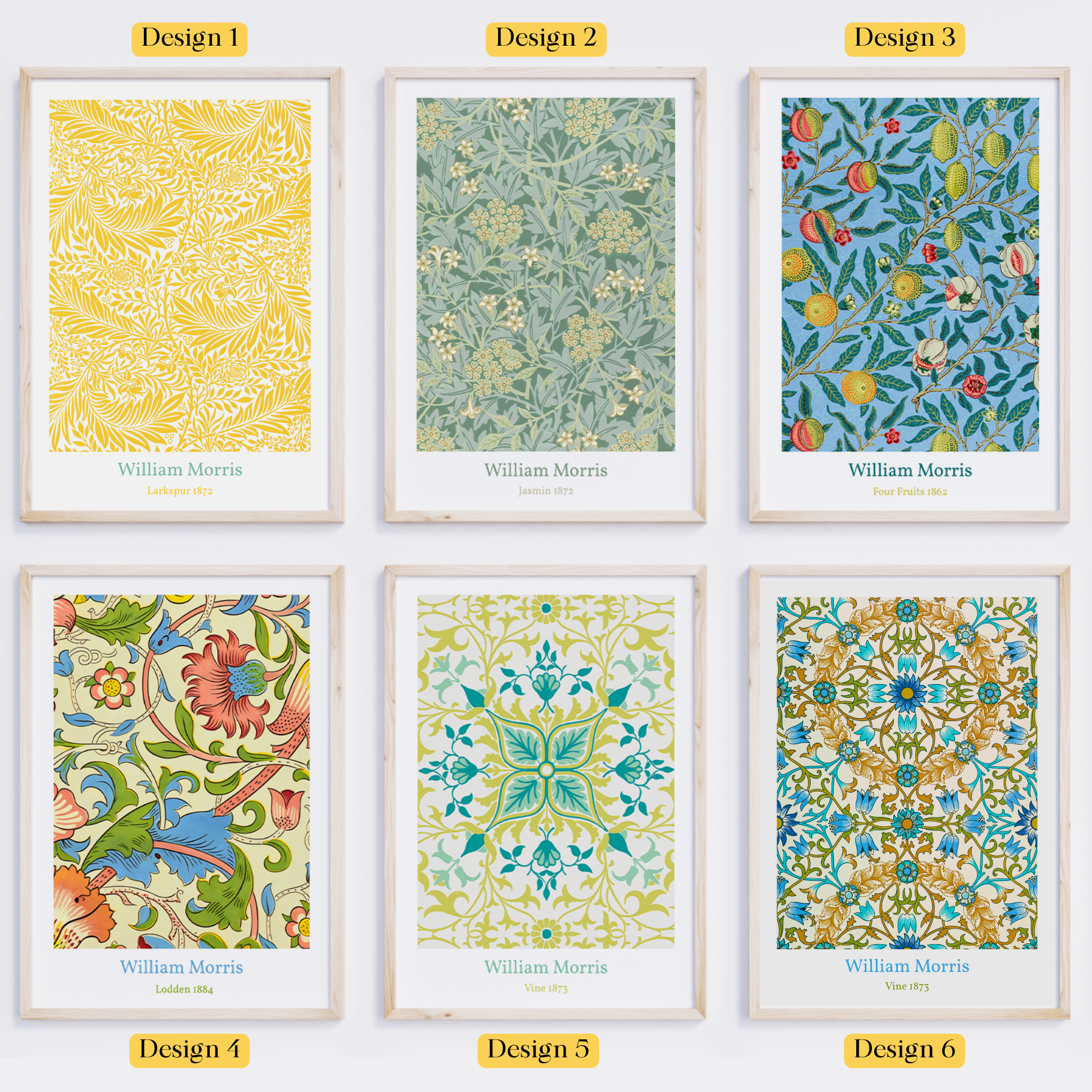Unframed William Morris Art Prints – Colourful Botanical Wall Decor Set (1, 3 or 6 Prints)