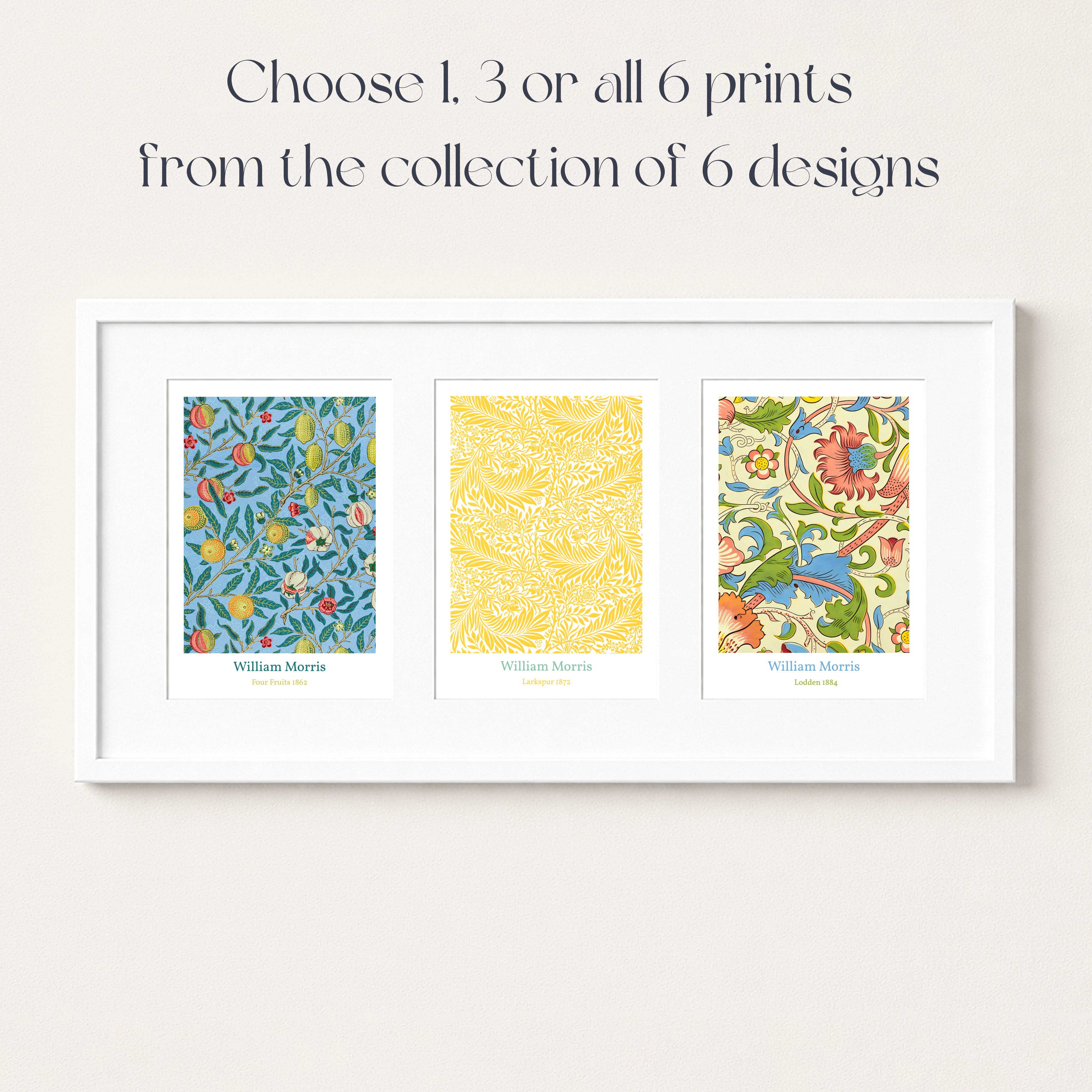 Unframed William Morris Art Prints – Colourful Botanical Wall Decor Set (1, 3 or 6 Prints)