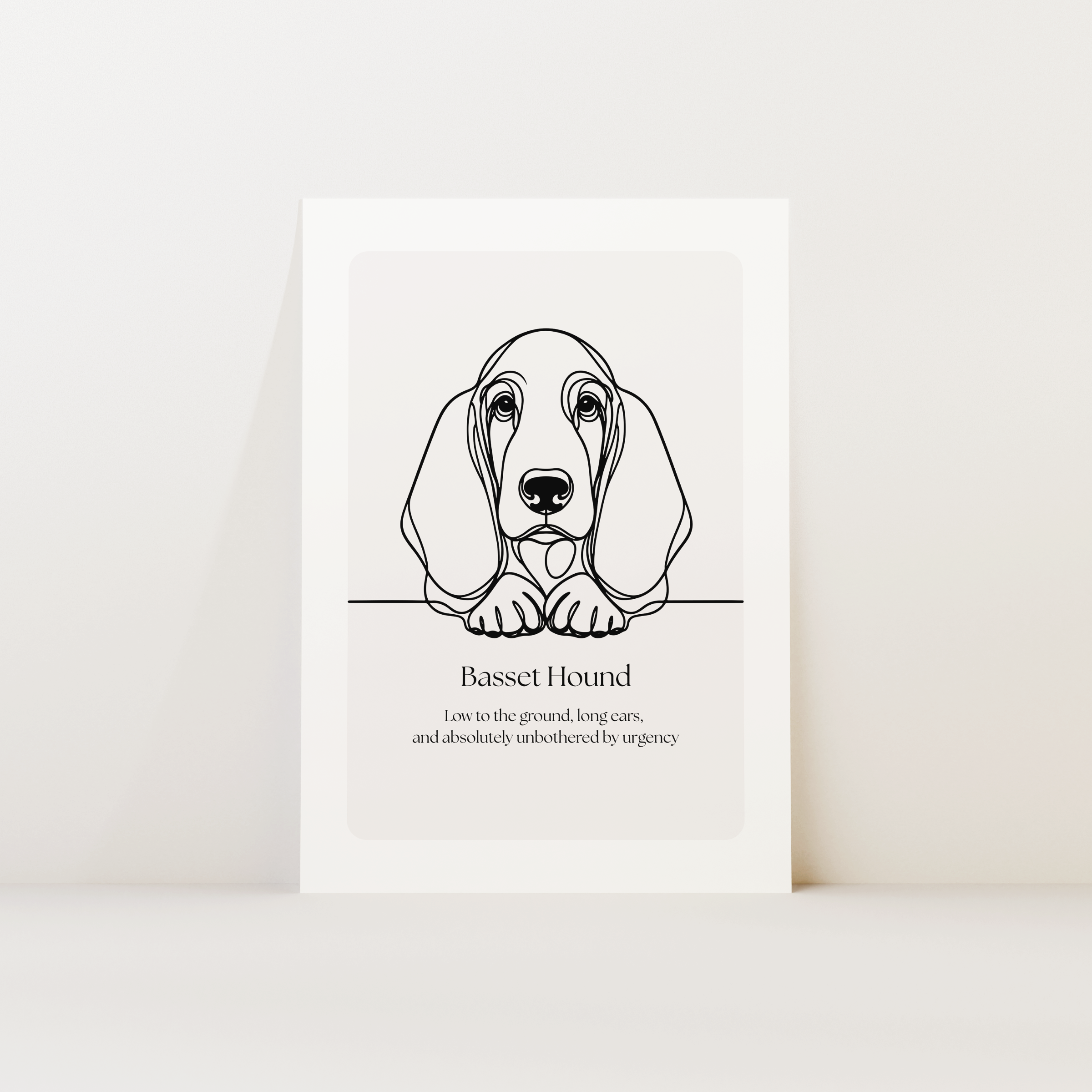 Basset Hound Line Art Print - Funny Dog Quote Wall Art