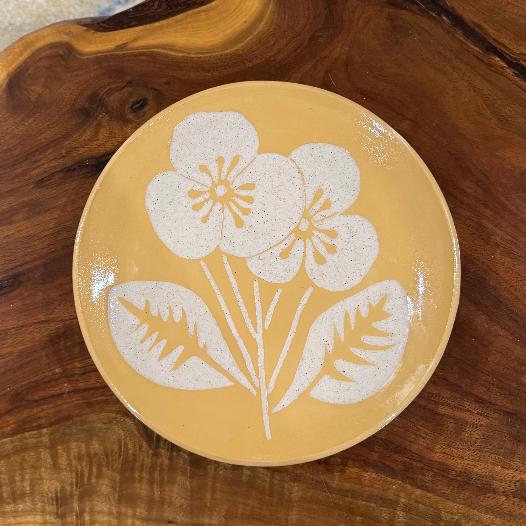 Handmade Sgraffito Plate by AHB Pottery