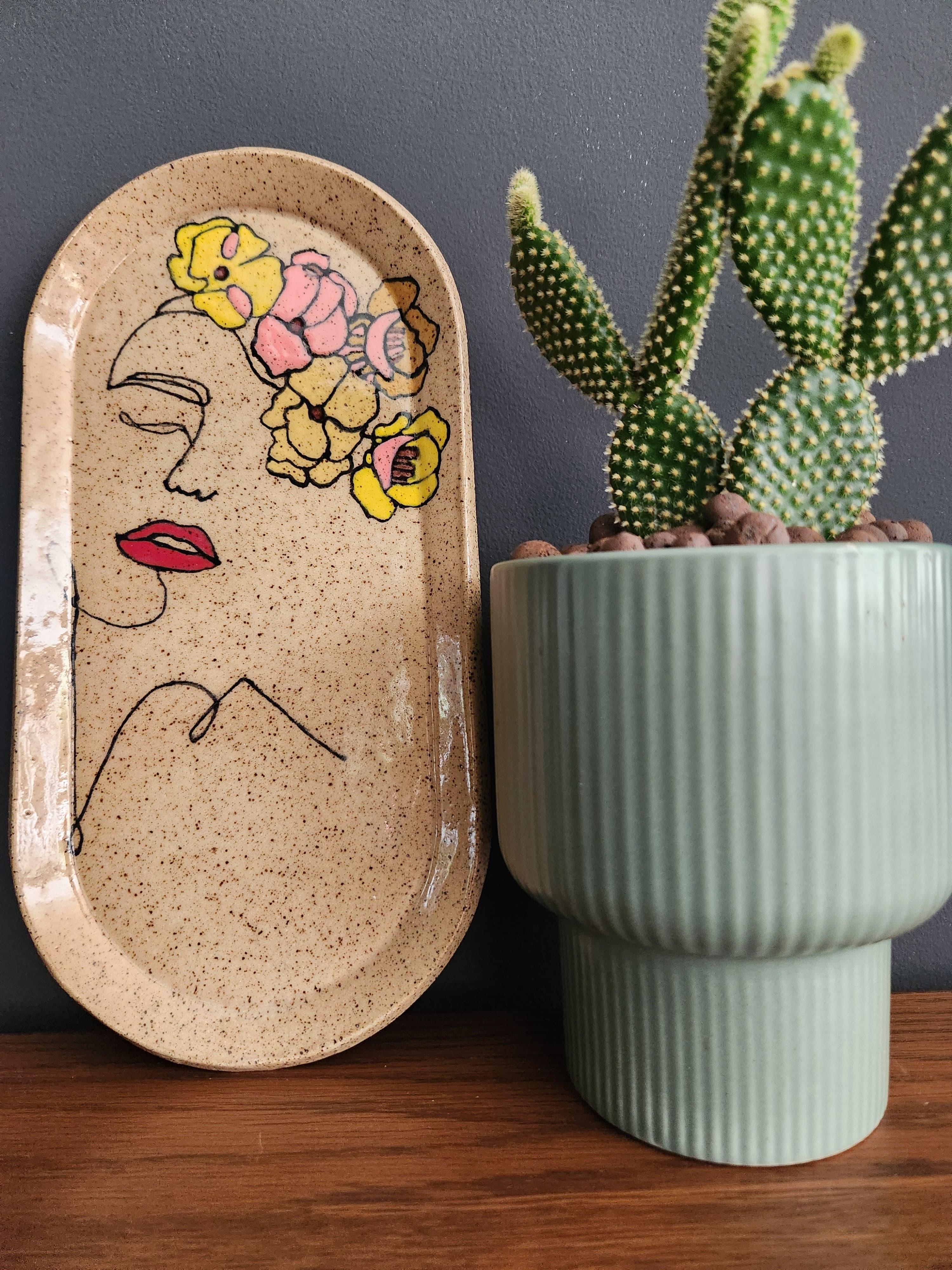 Artistic Femme in Decorative Ceramic Tray