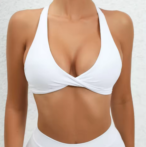 White Halter Bikini Top