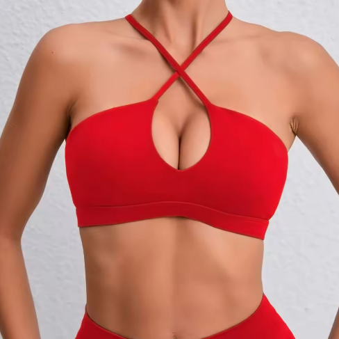 Red Strappy Sports Bra