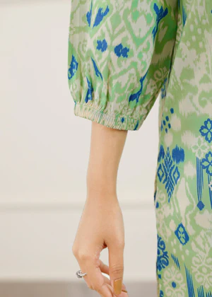 Green and Blue Printed Kurta