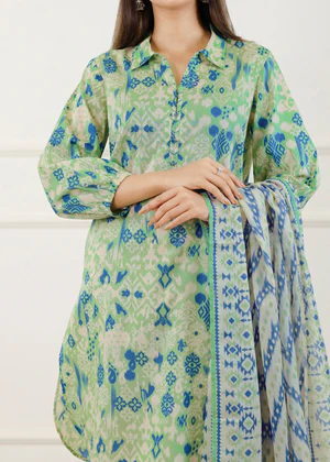 Green and Blue Printed Kurta