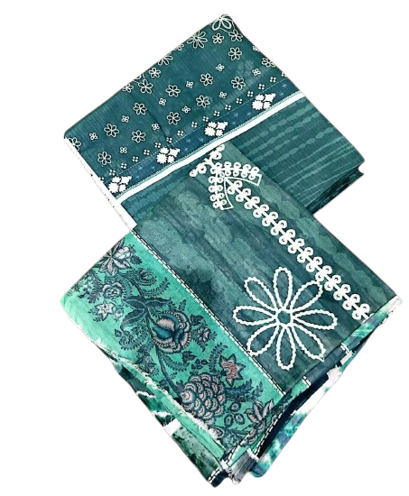 Green Patterned Cotton Fabric