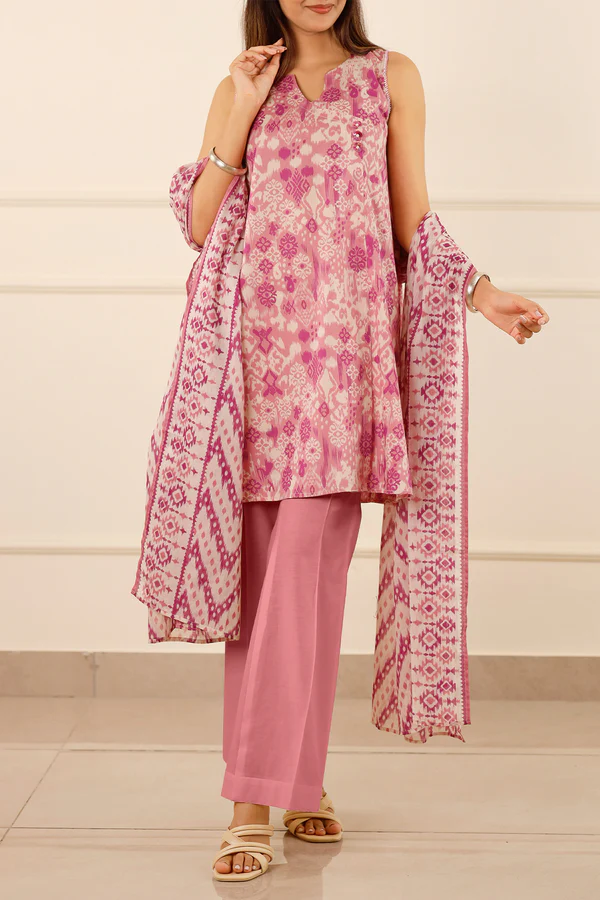 SAYA 3PC Lawn Printed.Pink Printed 