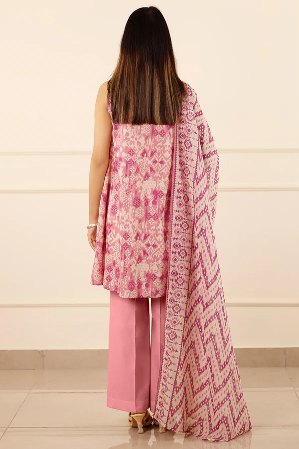 SAYA 3PC Lawn Printed.Pink Printed 
