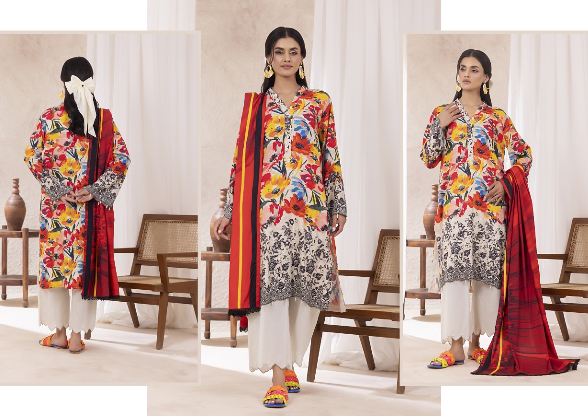 Regalia linen vol-3 printed three piece. premium quality. discount offer