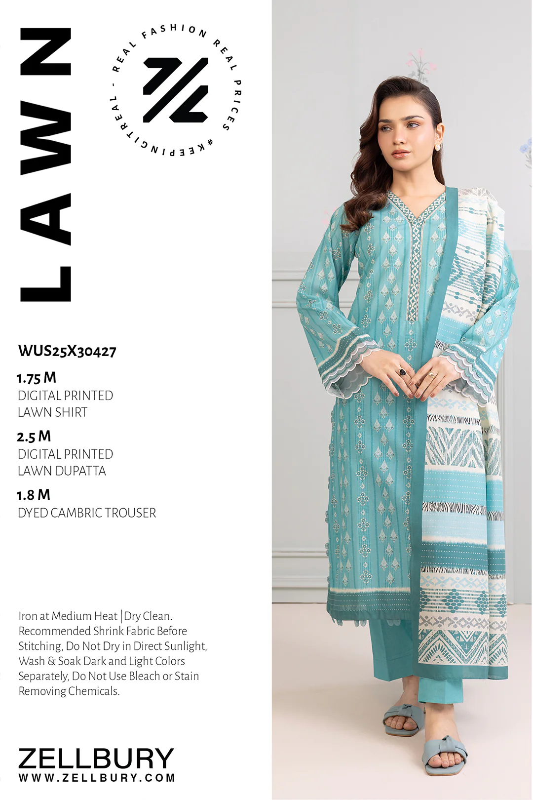 ZELLBURY Digital Printed 3-Piece lawn