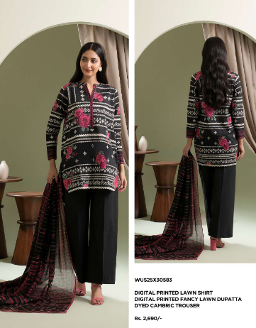 ZELLBURY Digital Printed Lawn Three-Piece Suit