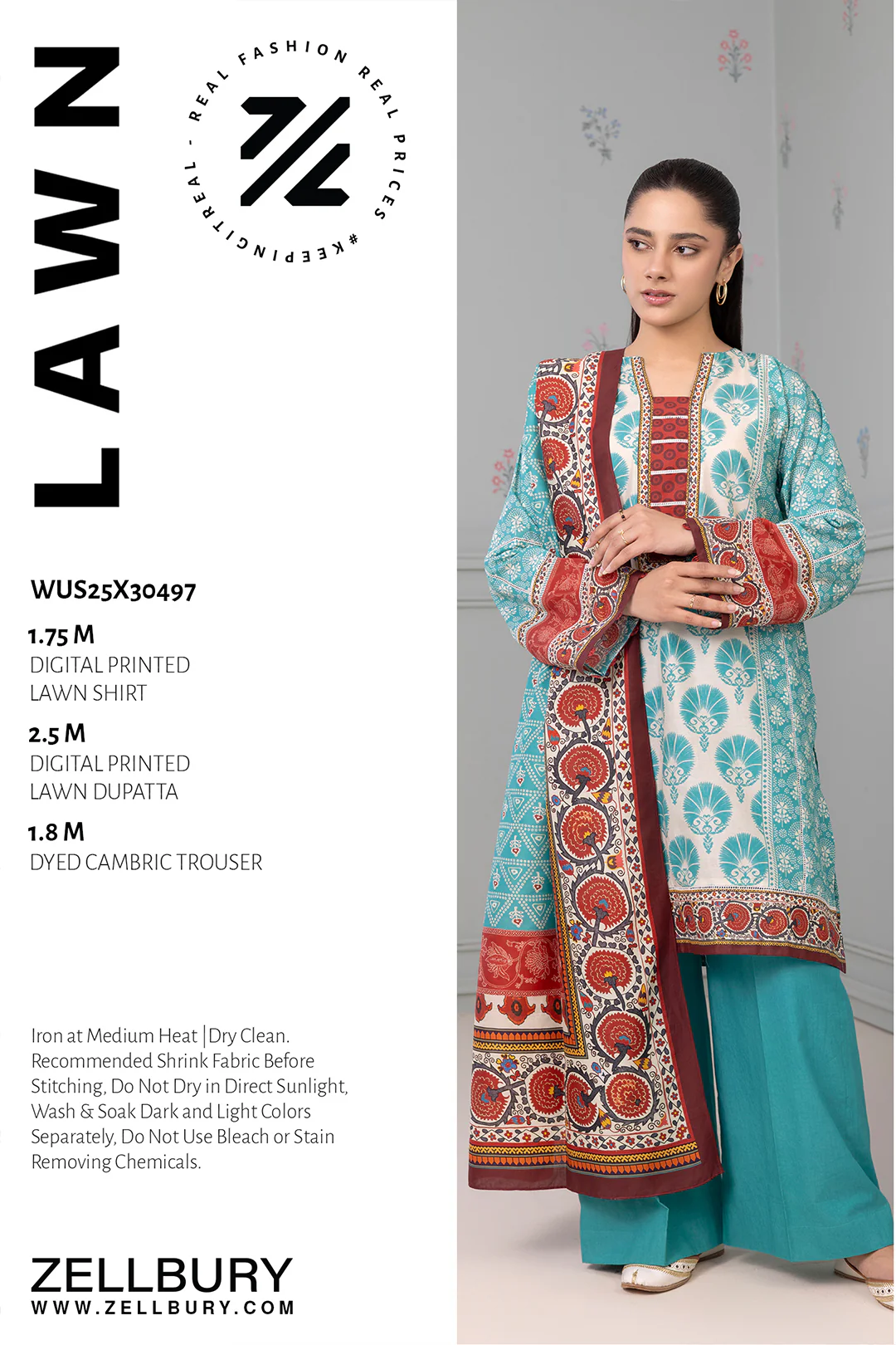 ZELLBURY Digital Printed 3-Piece lawn