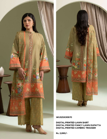 zellbury Digital Printed Lawn Three-Piece Suit