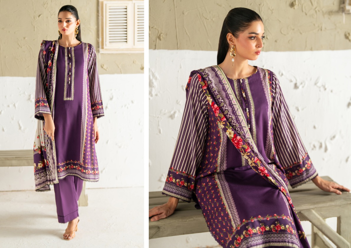 Regalia linen printed three piece. premium quality. 