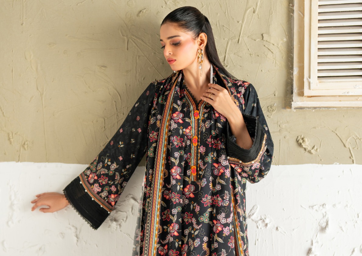 Regalia linen printed three piece. premium quality. 