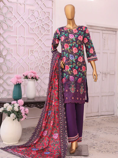 MTF Digital Printed Embroidered Khaddar Slub | Fasana Vol # 2 | Unstitched Suit D06