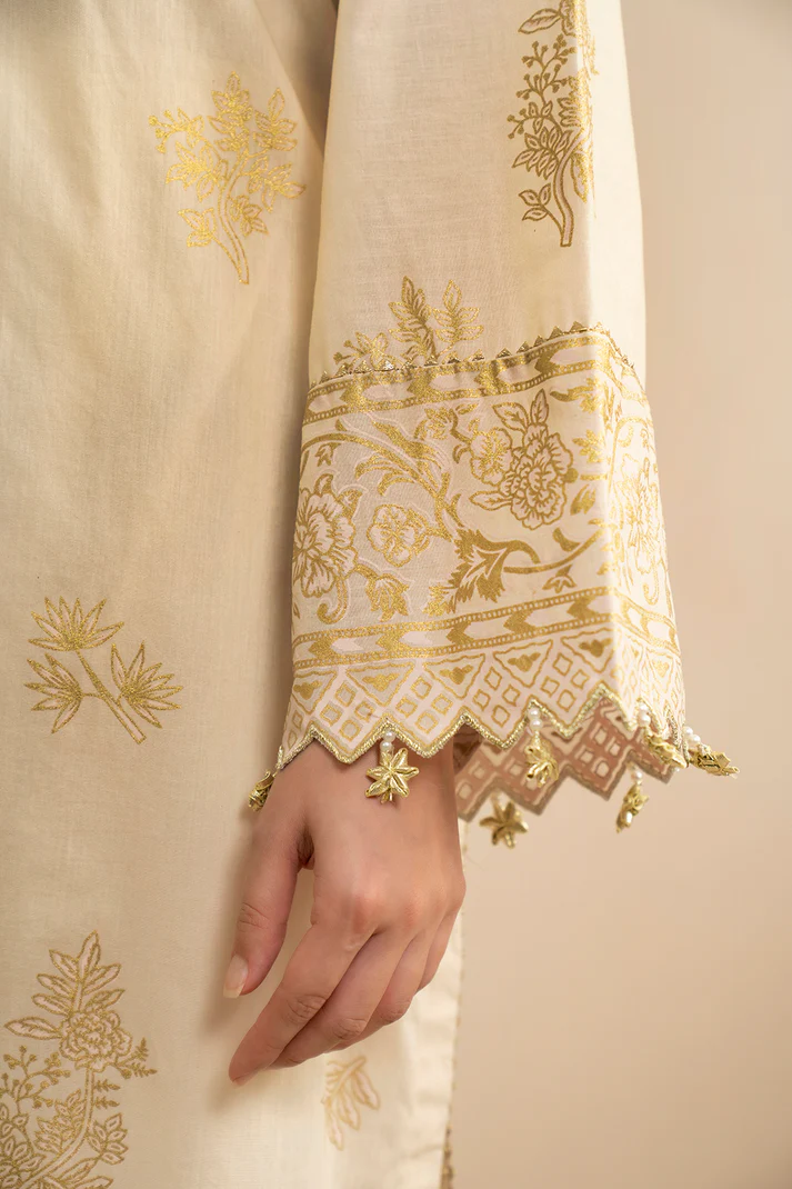  ZELLBURY3 Piece Printed Lawn Shirt Shalwar Dupatta in Beige Color